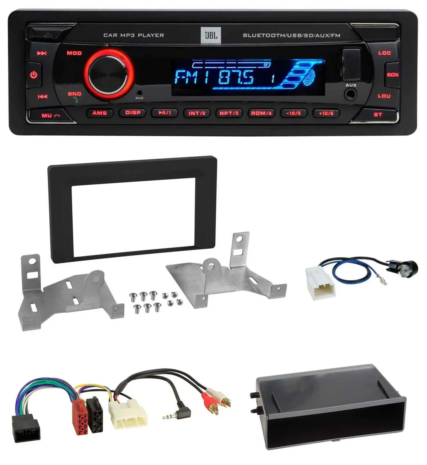 JBL AUX MP3 USB Bluetooth SD Autoradio für Toyota Aygo AB7 ab 2022 mattschwarz