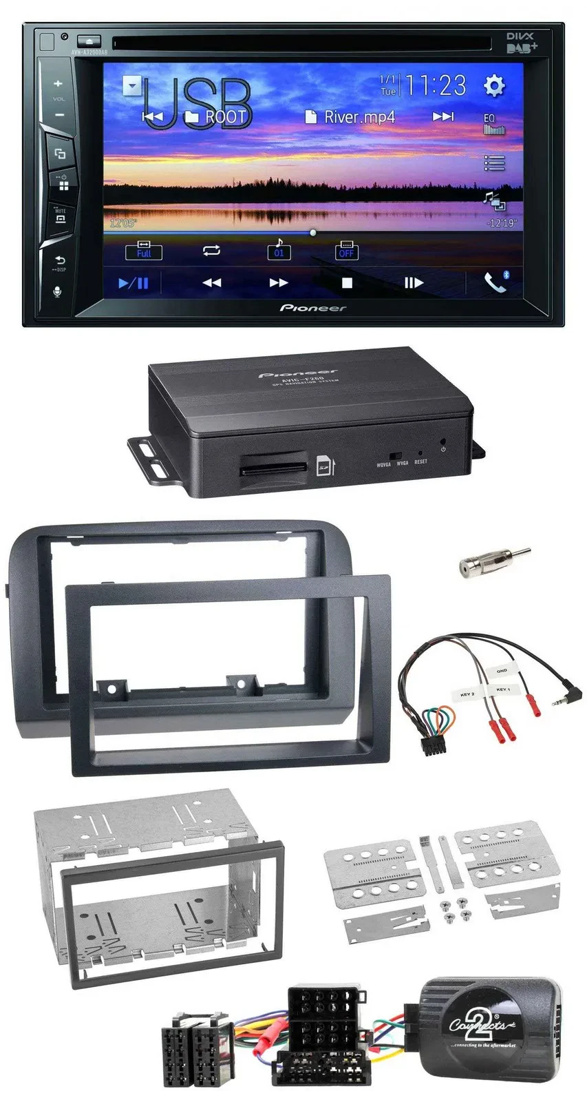 Pioneer 2DIN TMC DAB Lenkrad USB Bluetooth Navigation für Fiat Croma 2005-2010