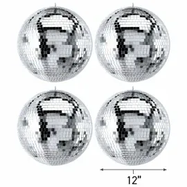 ProX MB-12 12" ABS DJ Club Effect Lighting Mirror Disco Balls 4 Pack