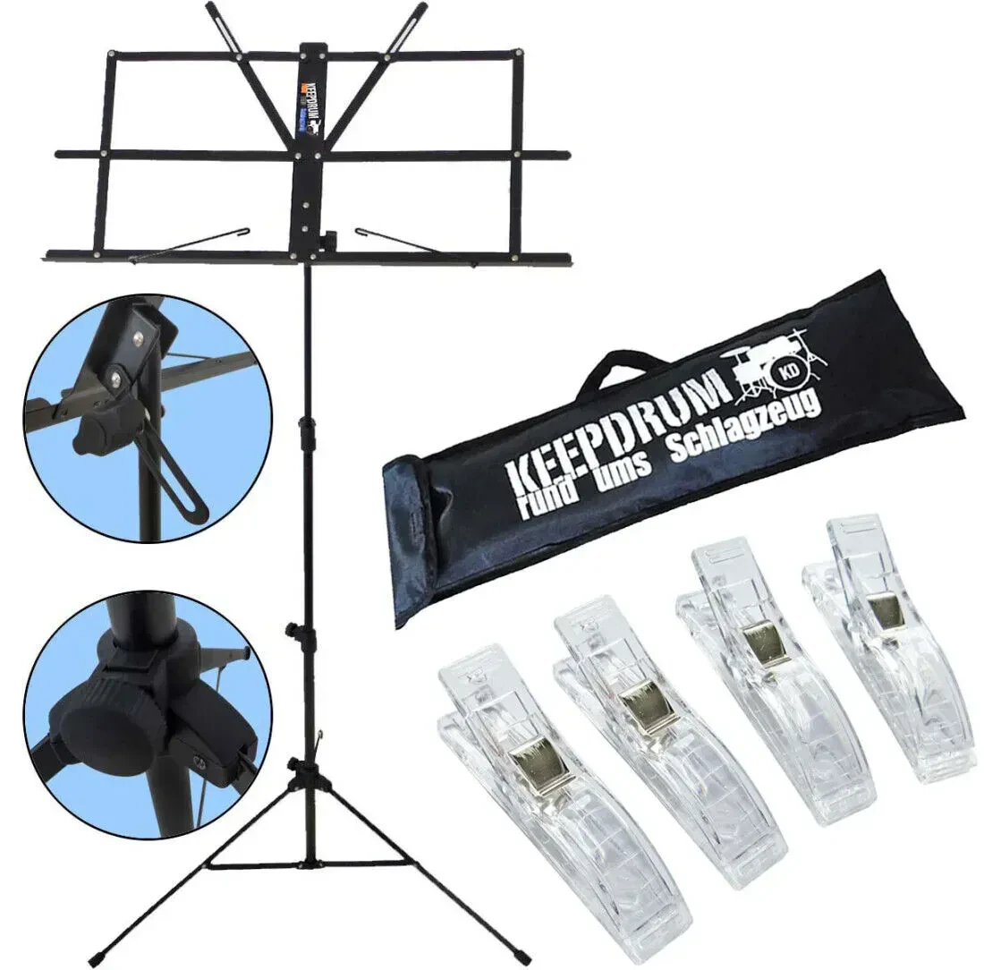 Пюпитр keepdrum MUS2BK Black с аксессуарами