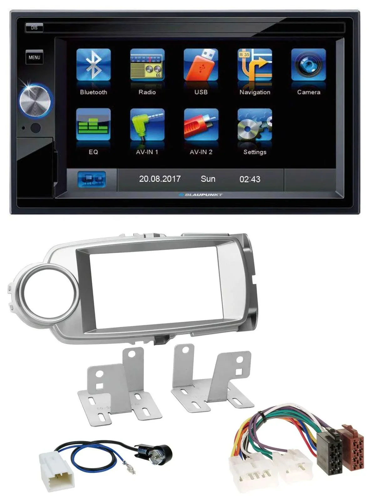 Blaupunkt SD Bluetooth 2DIN MP3 USB AUX Autoradio für Toyota Yaris 2011-2014 sil