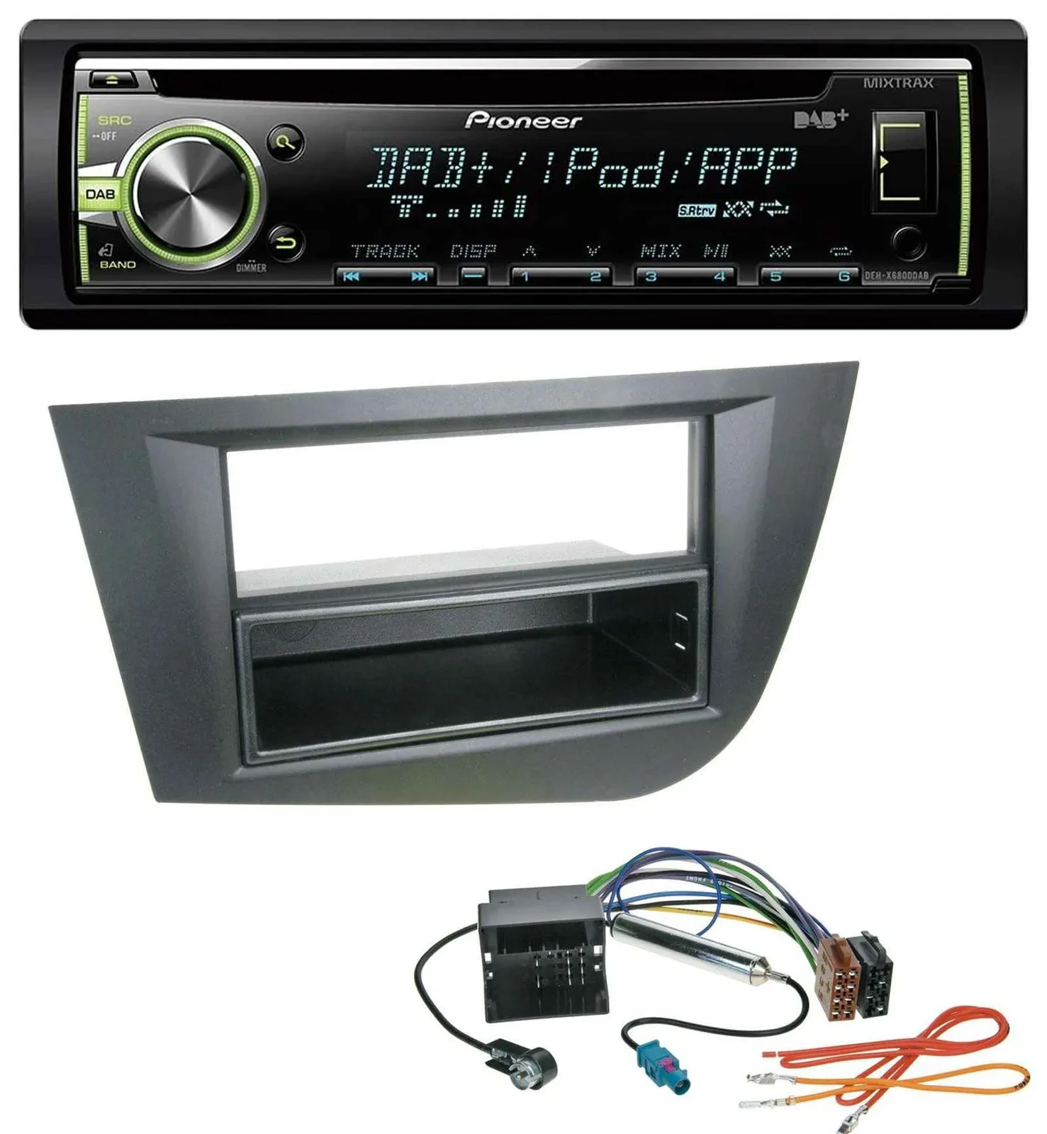 Pioneer DAB USB MP3 AUX CD Autoradio für Seat Leon (ab 05) - schwarz