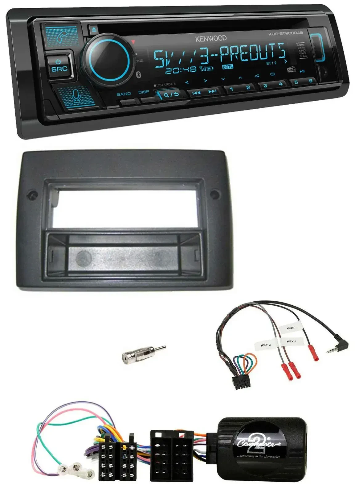 Автомагнитола для Fiat Stilo (2001–2007) Kenwood Bluetooth, USB, CD, DAB