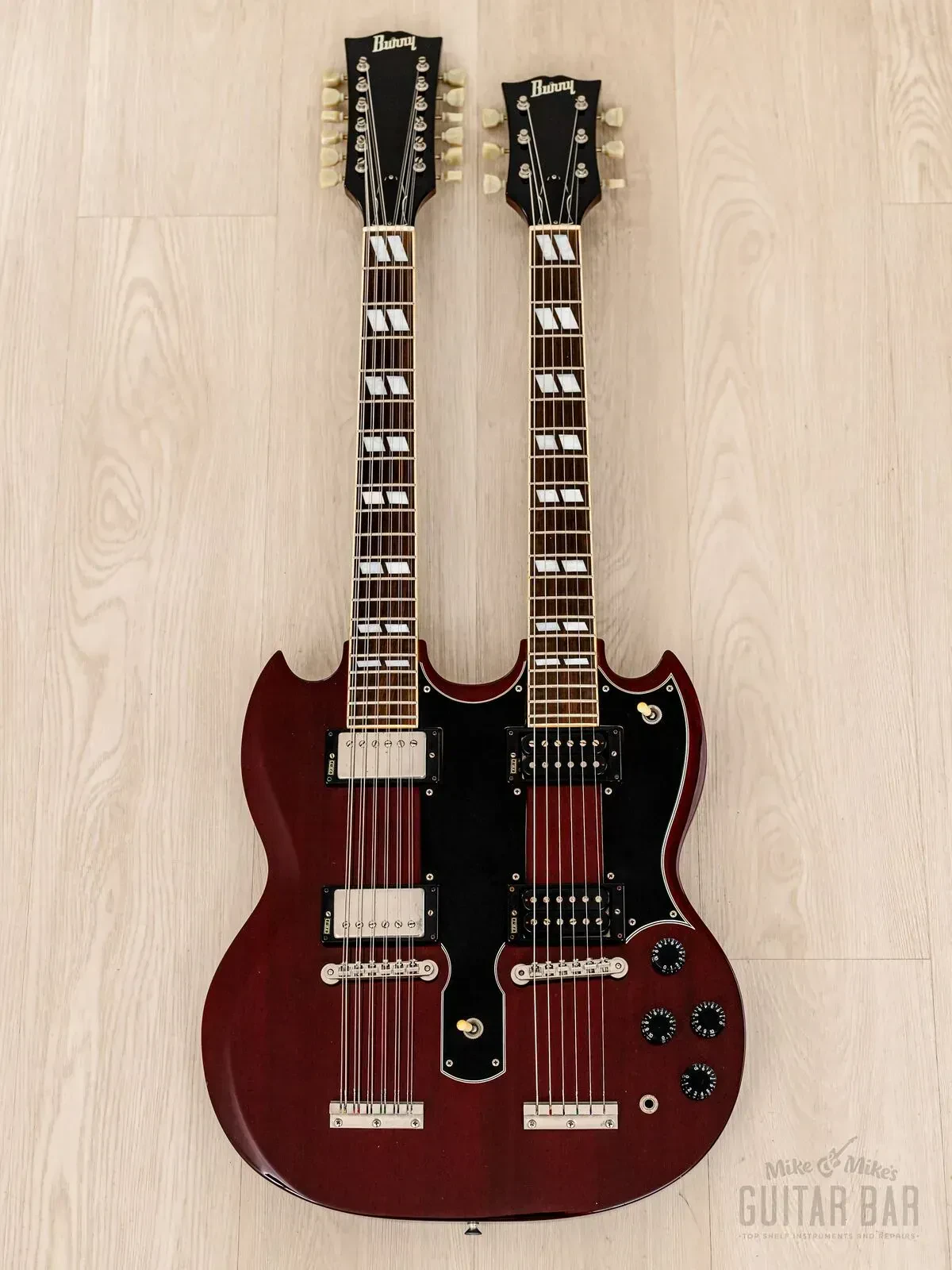 Электрогитара Burny RSG-140 Double Neck SG HH Cherry w/case Japan 1990s