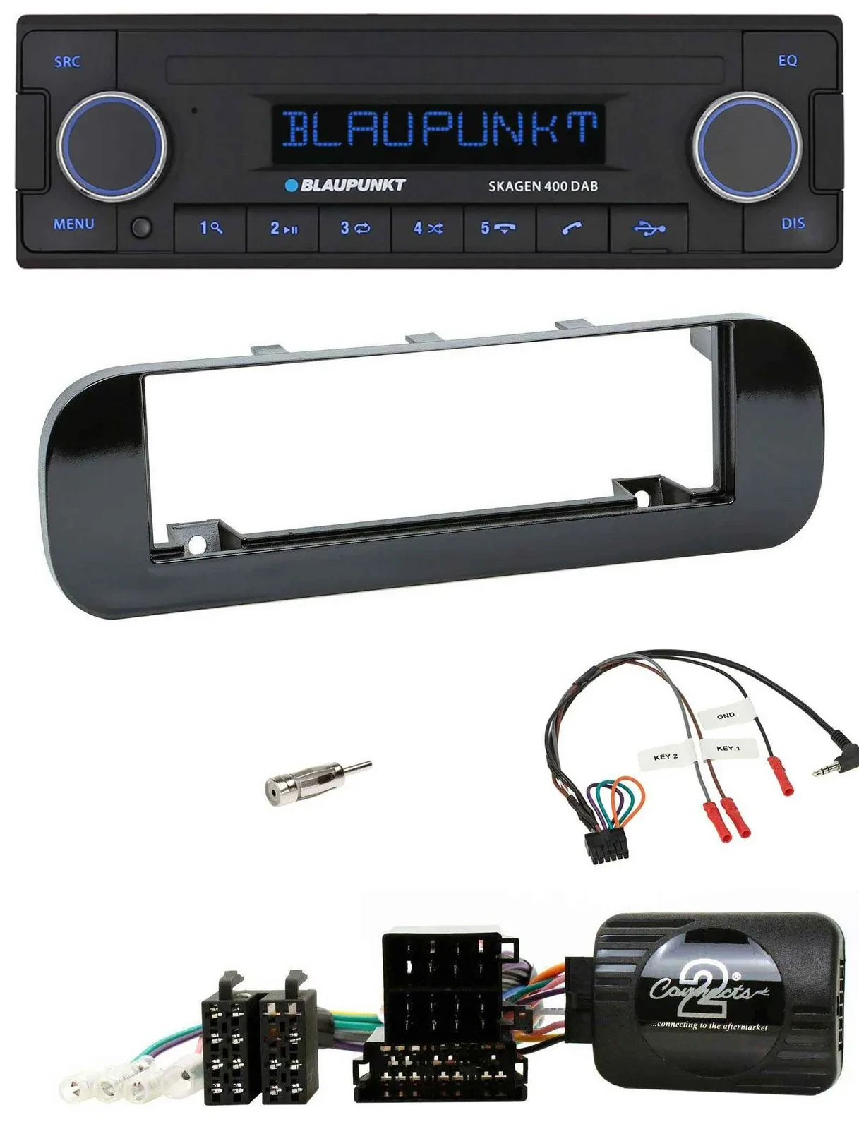Blaupunkt DAB USB Bluetooth Lenkrad Autoradio für Fiat Panda 12-20 schwarz glänz