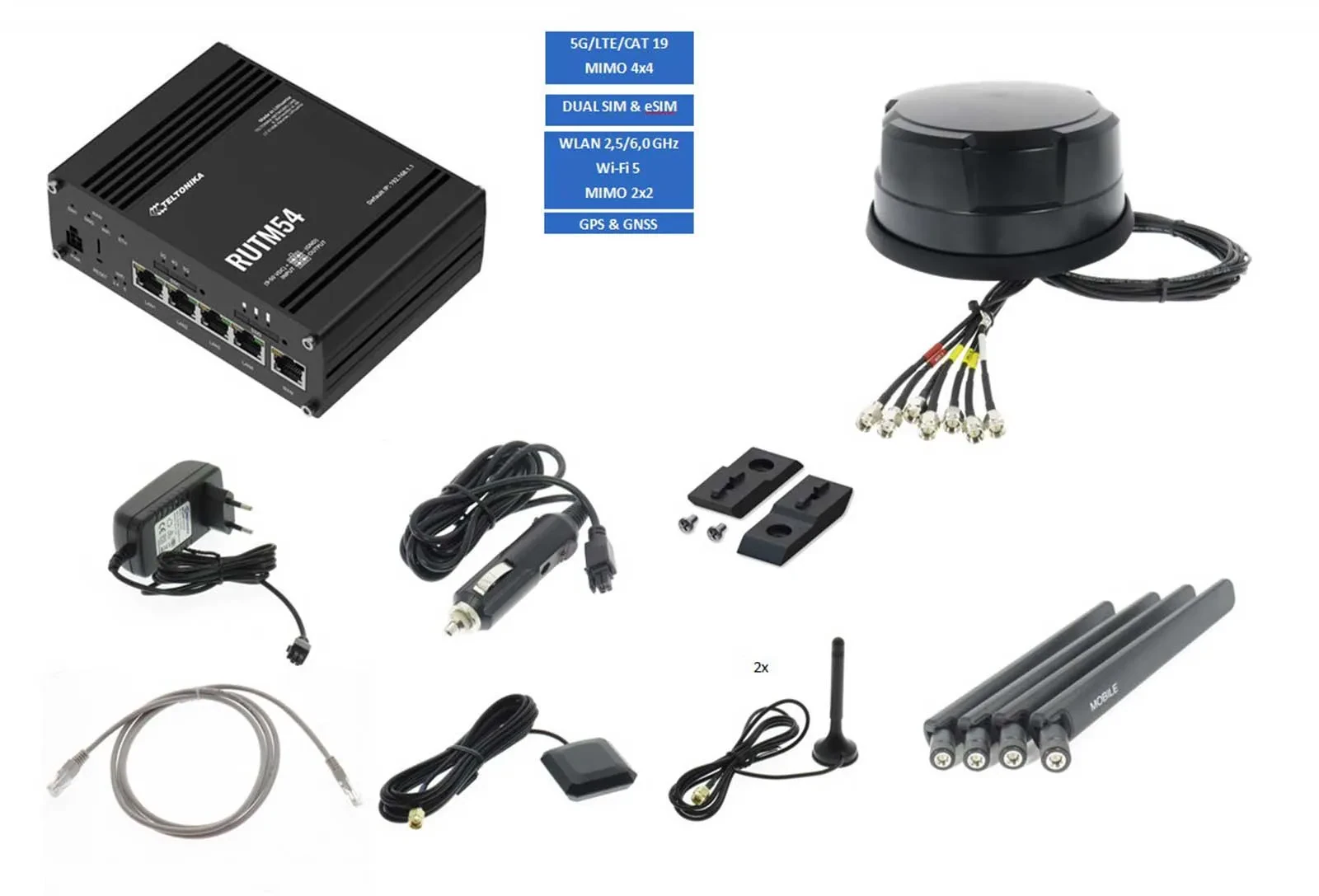 Teltonika 5G LTE WLAN Router RUTM54 ANT510 schwarz TEL-RUTM54-510B