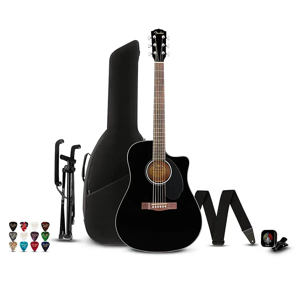 Fender CD-60SCE Dreadnought Acoustic-Electric Guitar Pack Black