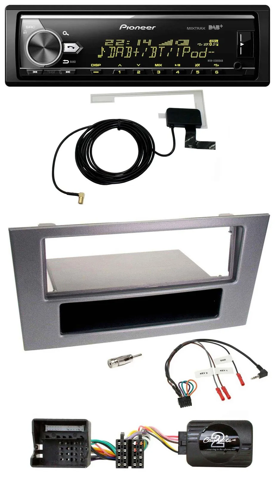 Автомагнитола Pioneer Bluetooth DAB USB для Ford Mondeo 2004–2007, антрацит