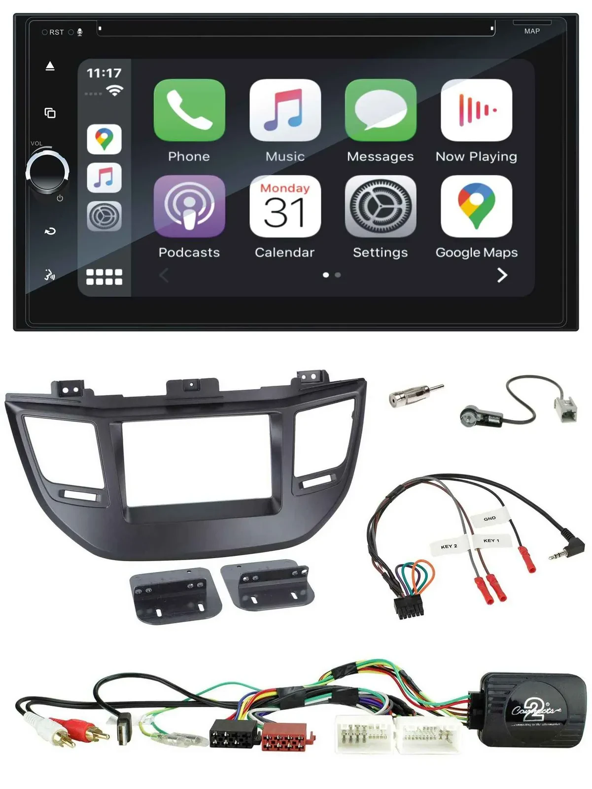 Blaupunkt USB DAB Bluetooth 2DIN TMC Lenkrad Navigation für Hyundai Tucson 15-20