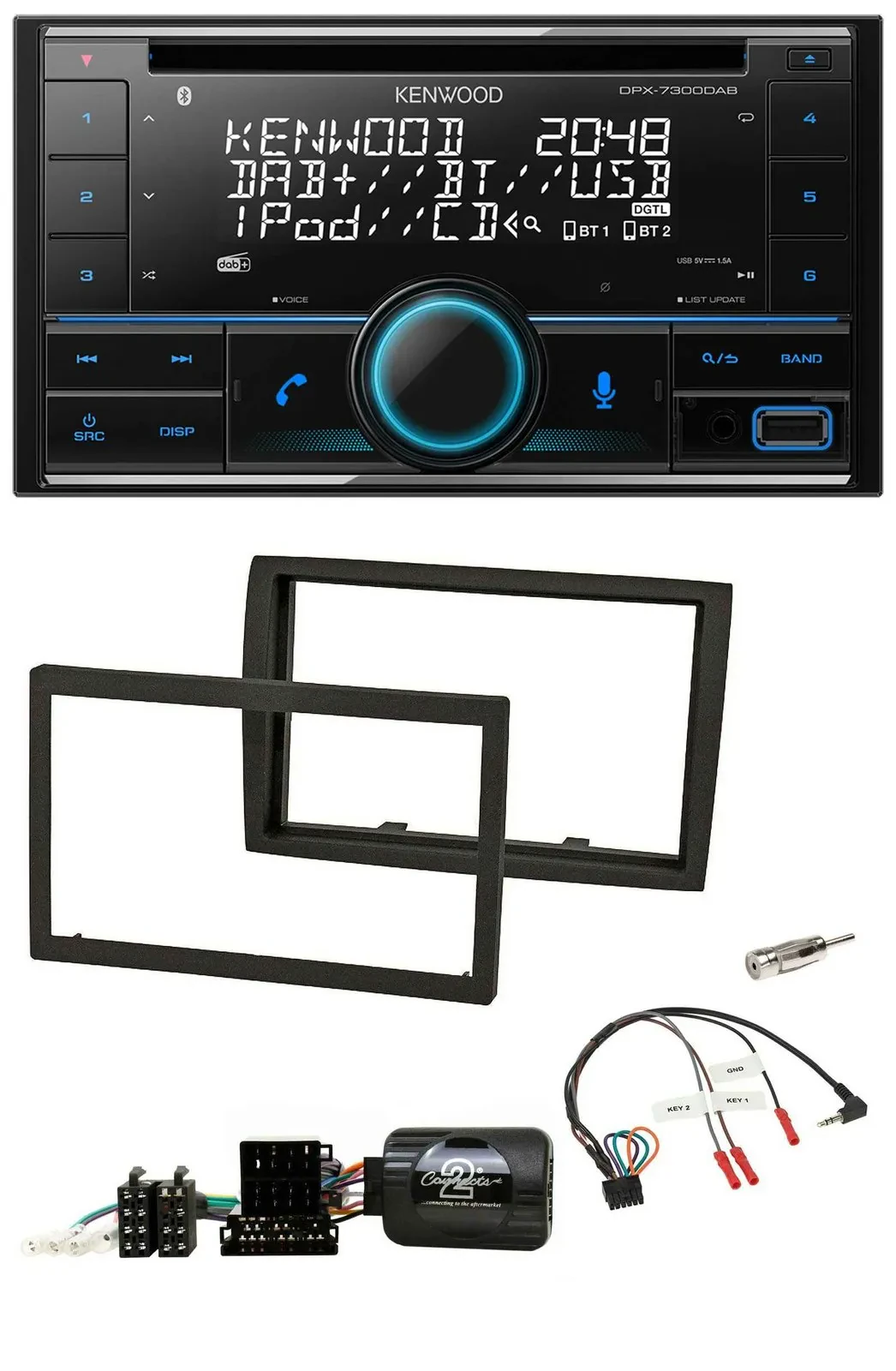 Kenwood CD 2DIN DAB USB Lenkrad Bluetooth Autoradio für Fiat Ducato