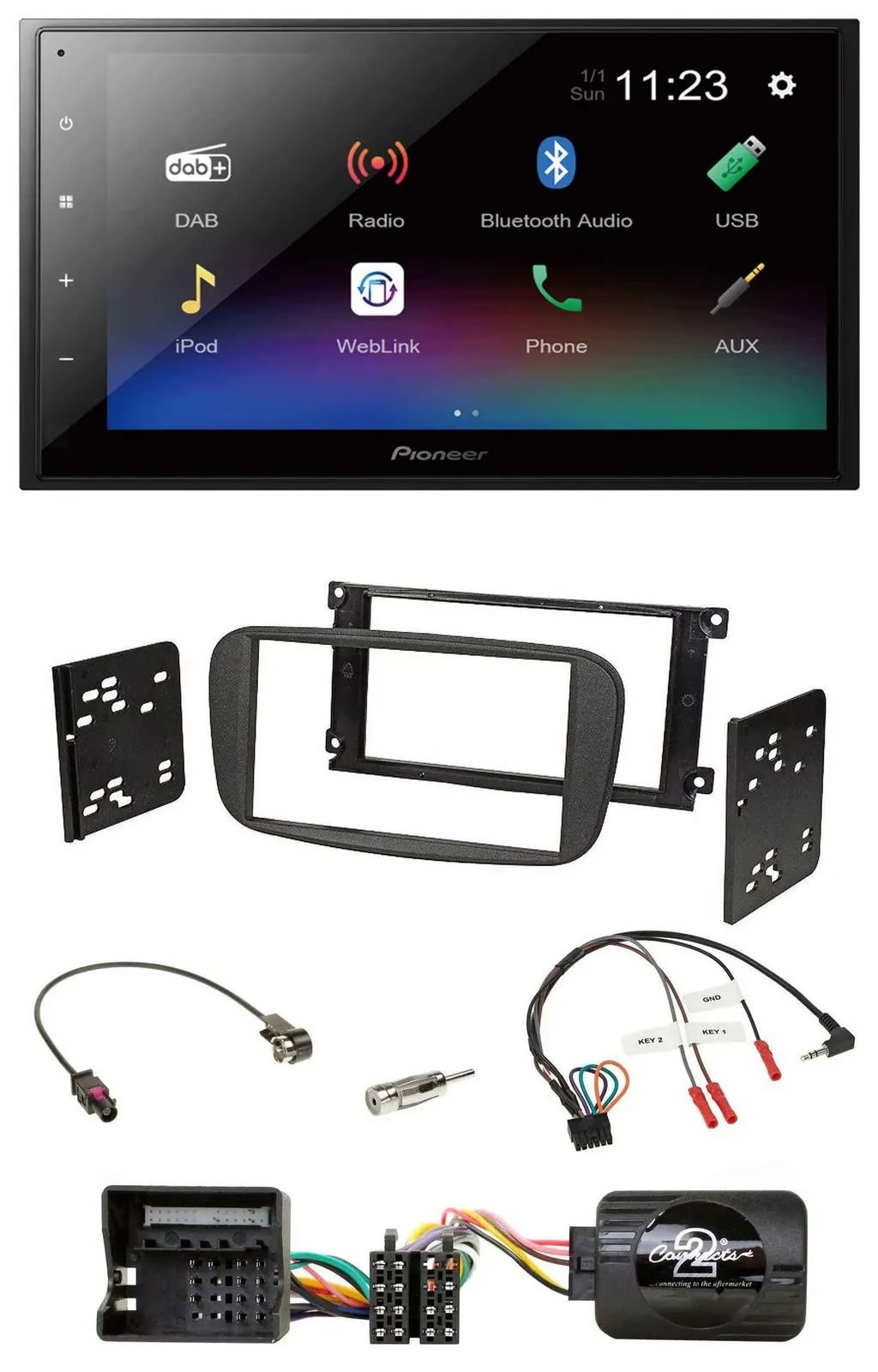 Pioneer USB Bluetooth DAB 2DIN Lenkrad Autoradio für Ford S-Max Mondeo 2007-2014