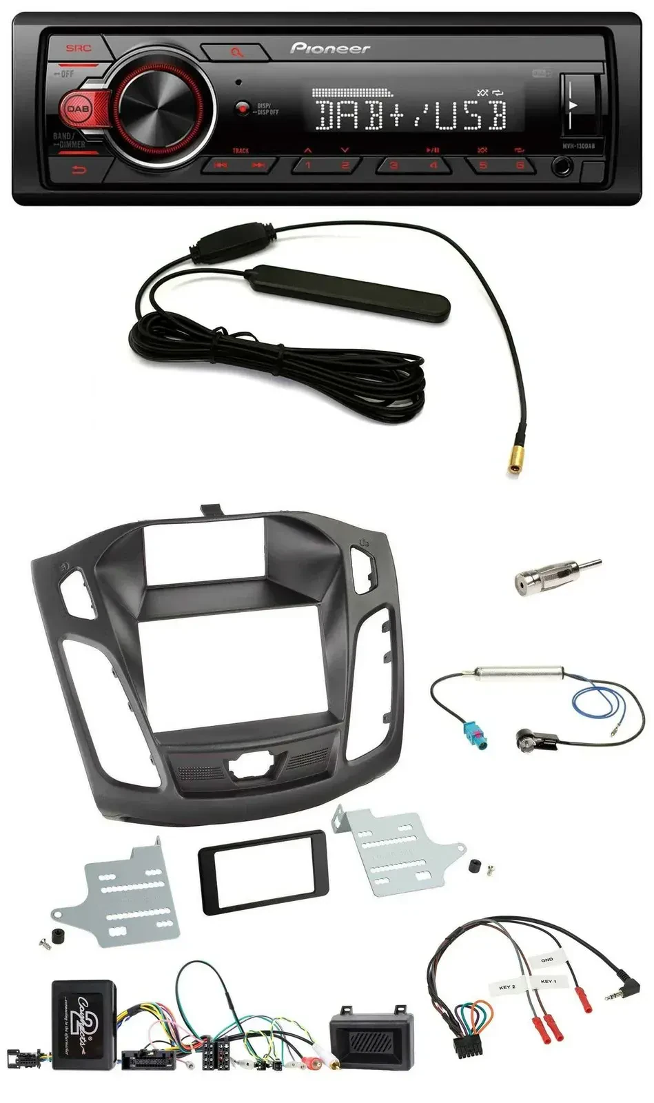 Pioneer MP3 DAB 1DIN Lenkrad USB Autoradio für Ford Focus DYB 2011-2014