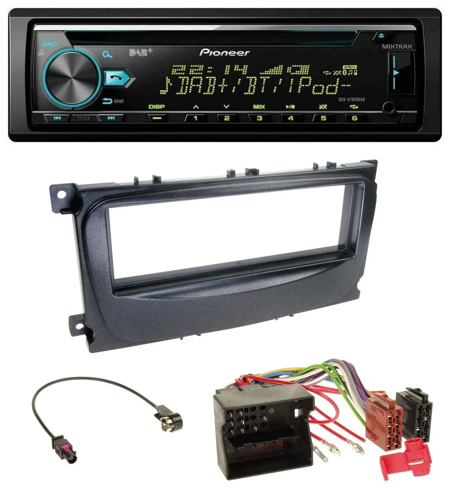 Pioneer DAB MP3 CD USB Bluetooth Autoradio für Ford Mondeo S-Max 07-14 schwarz