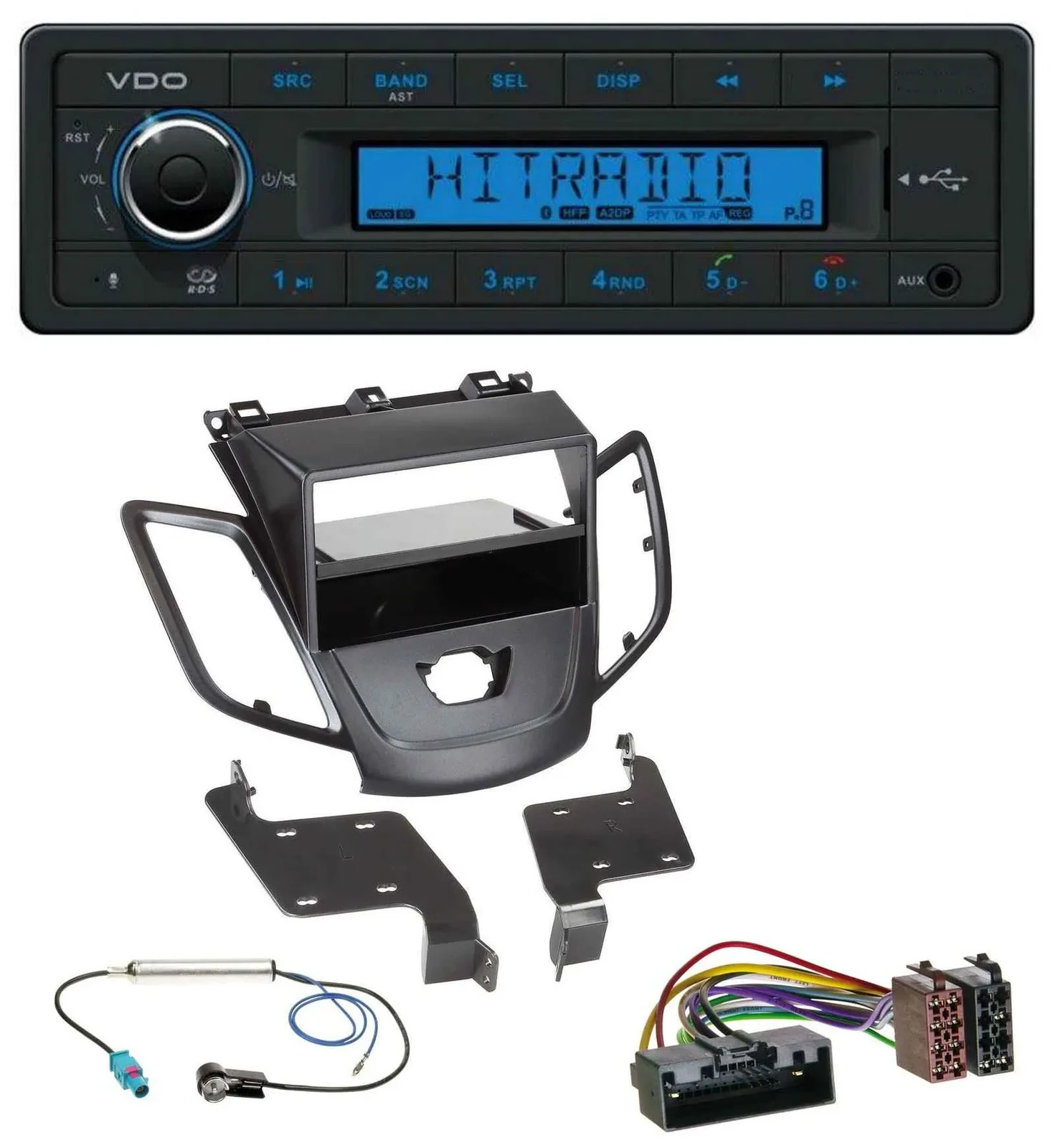 VDO AUX Bluetooth USB MP3 Autoradio für Ford Fiesta 10-17 JA8 ohne Display schwa