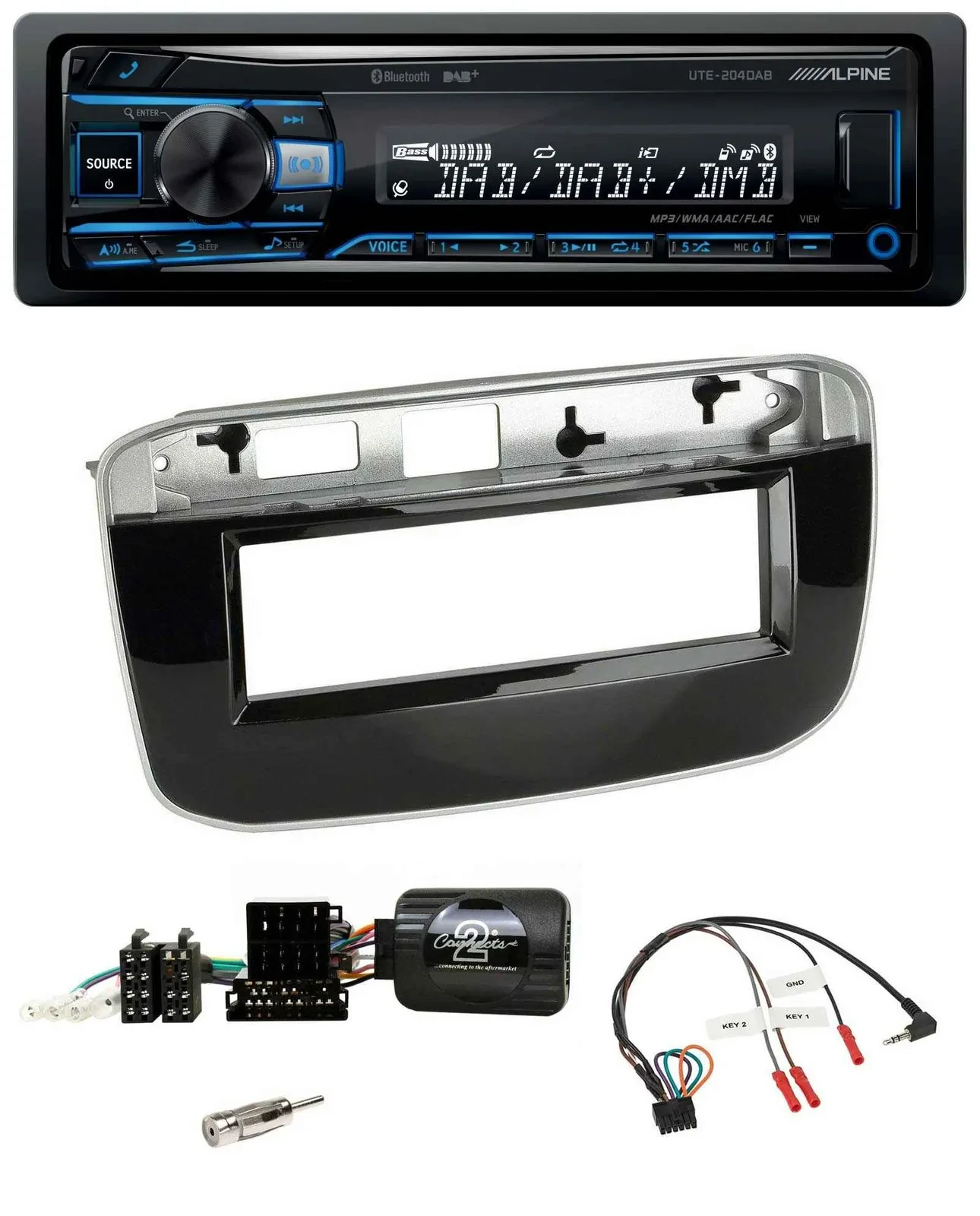 Alpine USB Bluetooth DAB Lenkrad Autoradio für Fiat Punto Punto Evo ab 2009
