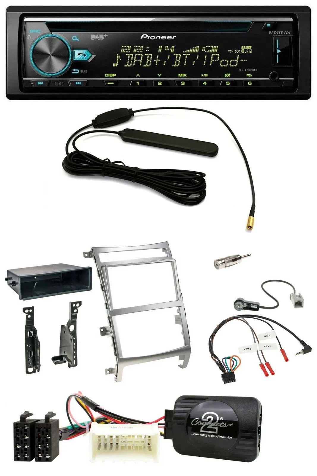 Автомагнитола Pioneer для Hyundai ix55 (2009–2012) CD/MP3, DAB, USB, поддержка кнопок на руле, серебристая