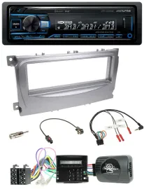 Alpine USB Bluetooth DAB Lenkrad Autoradio für Ford Galaxy C-Max Focus Can-Bus 2