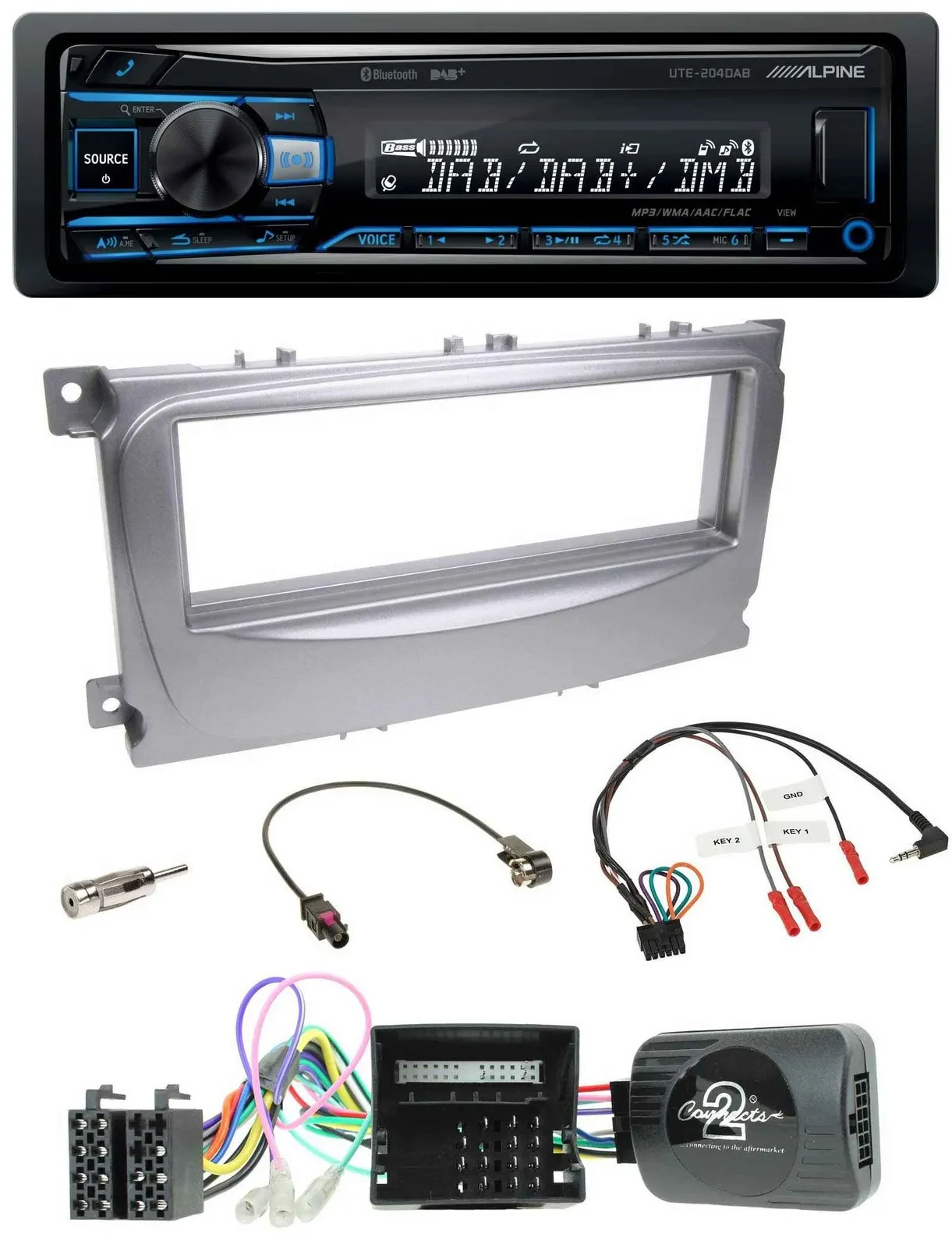 Alpine USB Bluetooth DAB Lenkrad Autoradio für Ford Galaxy C-Max Focus Can-Bus 2