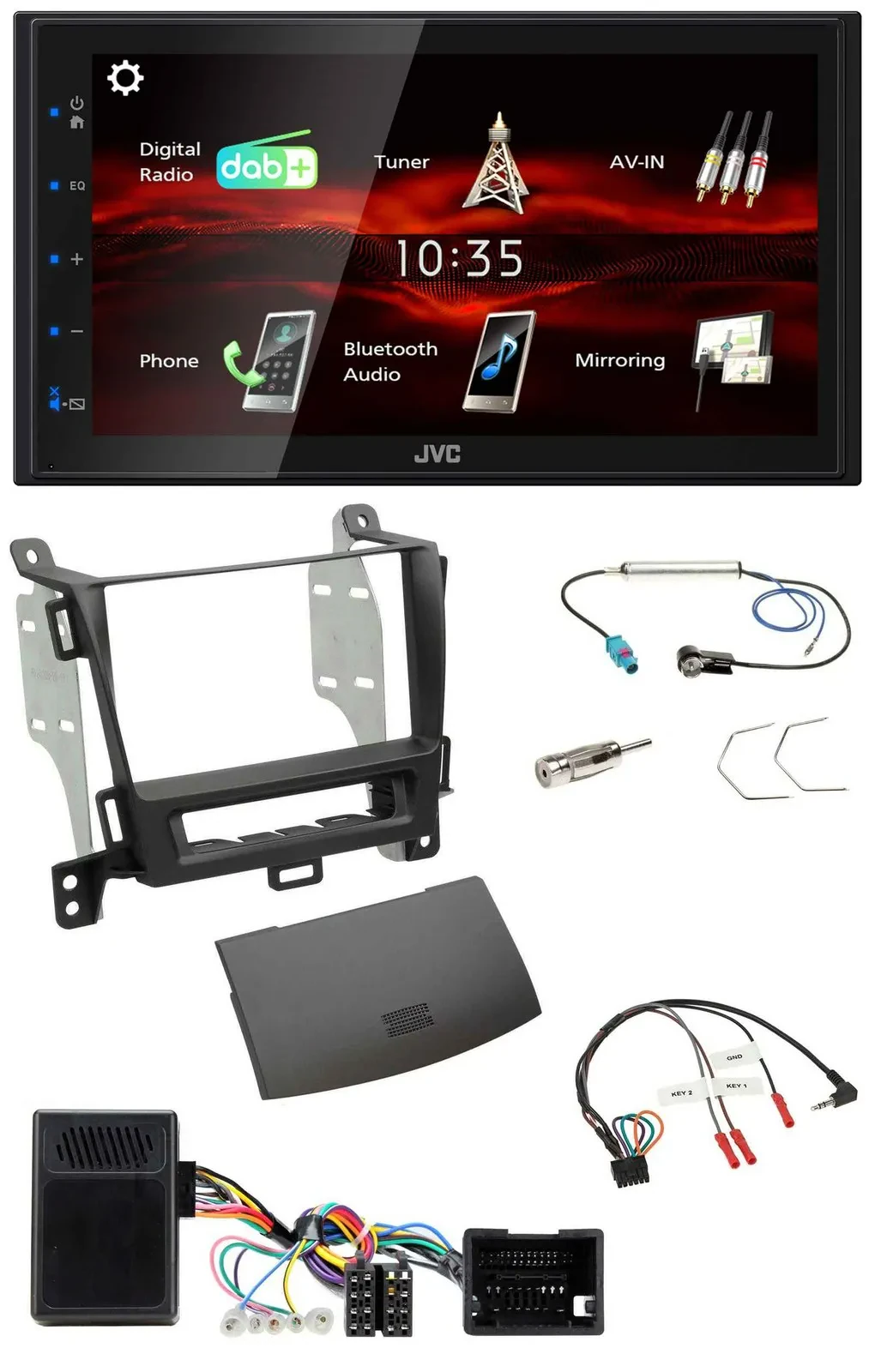 JVC USB Bluetooth Lenkrad DAB 2DIN Autoradio für Opel Zafira ab 13 jet black