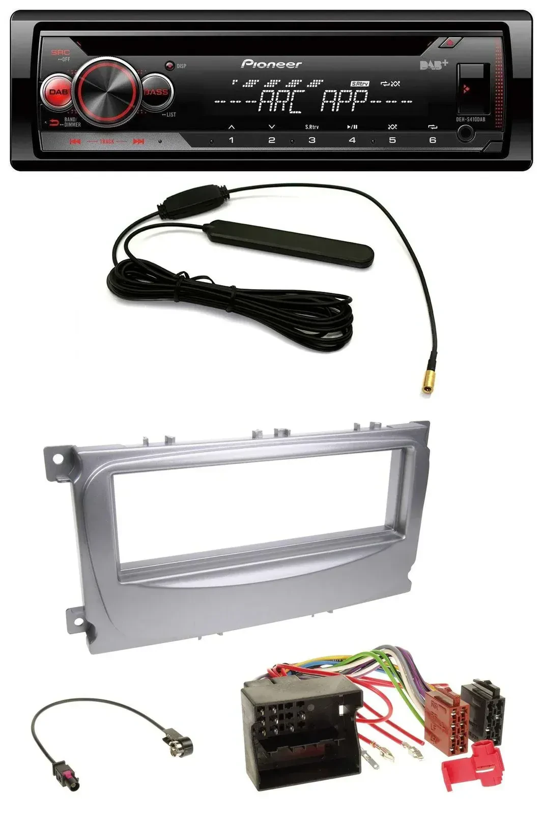 Автомагнитола Pioneer CD USB AUX DAB MP3 для Ford S-Max/Mondeo (2007–2014) серебристая
