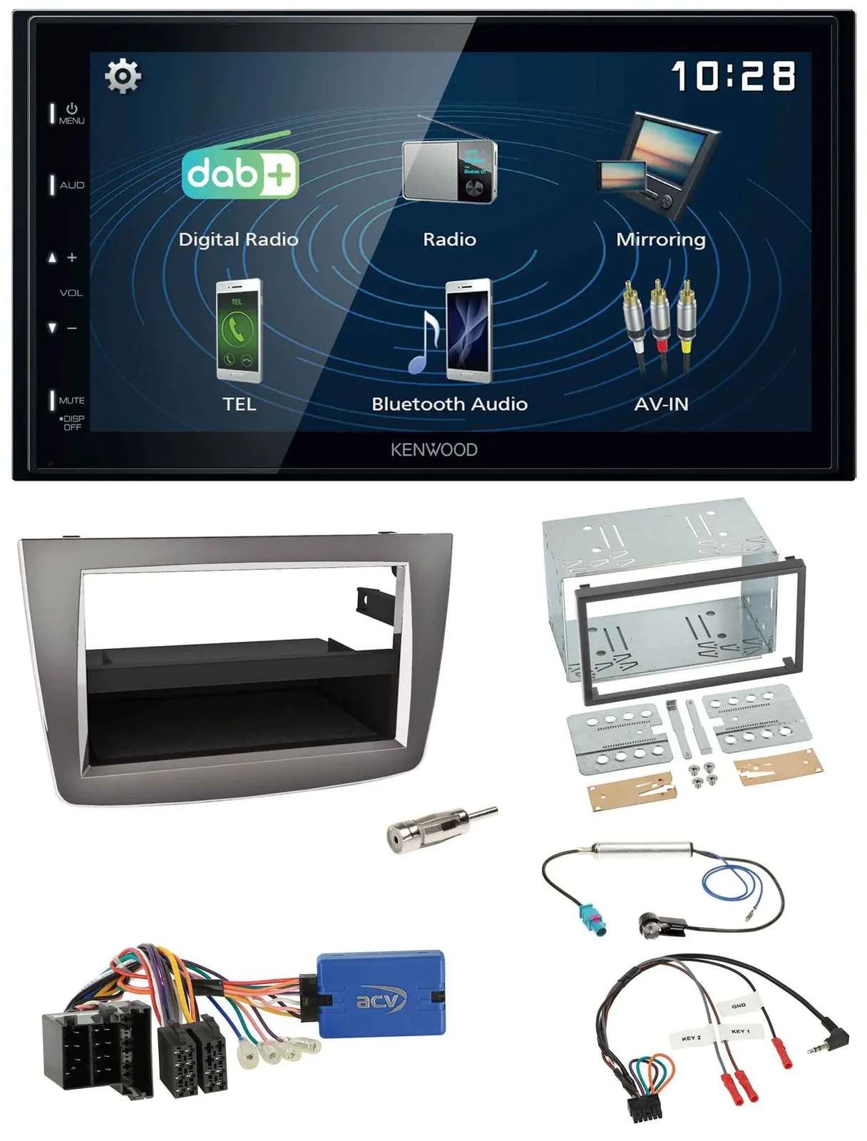 Kenwood 2DIN Bluetooth Lenkrad USB DAB Autoradio für Alfa Romeo Mito 13-18 955 I