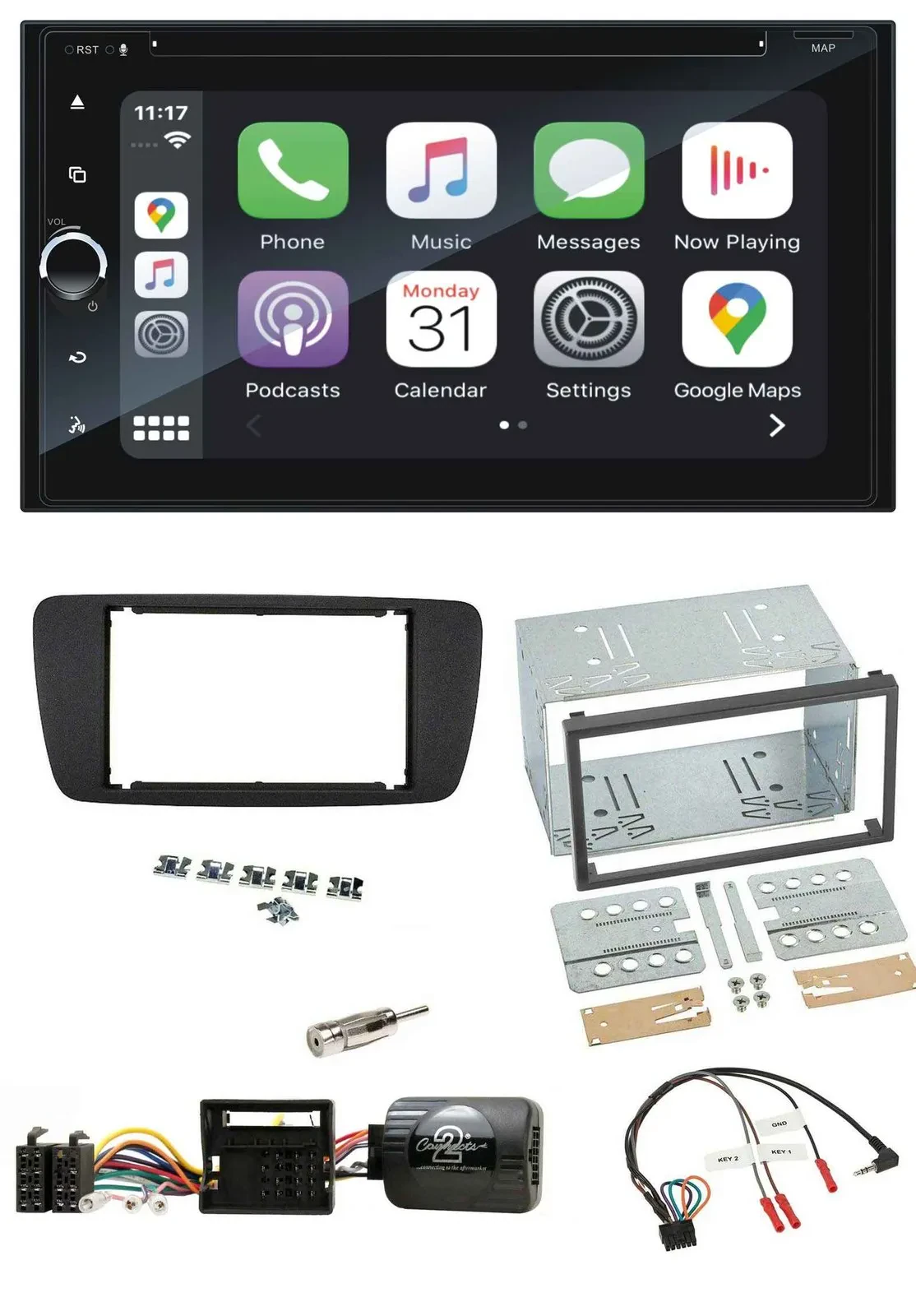 Blaupunkt USB DAB Bluetooth 2DIN TMC Lenkrad Navigation für Seat Ibiza ab 08 nit