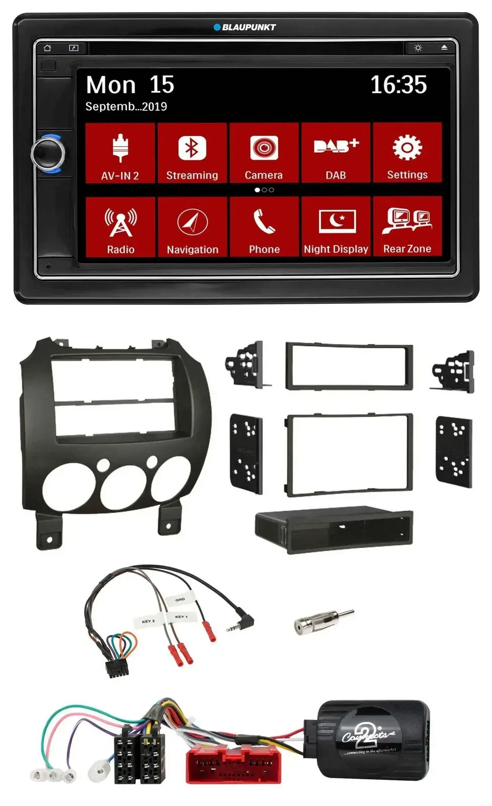 Blaupunkt Lenkrad DAB TMC 2DIN USB Bluetooth Navigation für Mazda 2 2007-2014