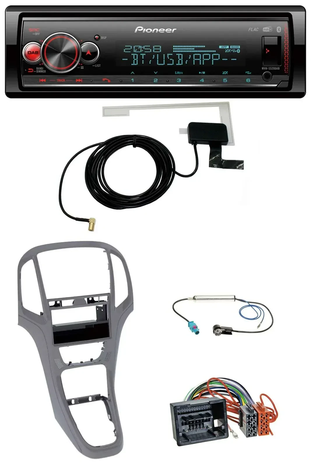 Автомагнитола Pioneer Bluetooth DAB USB MP3 для Opel Astra J (с 2009), титановый серый