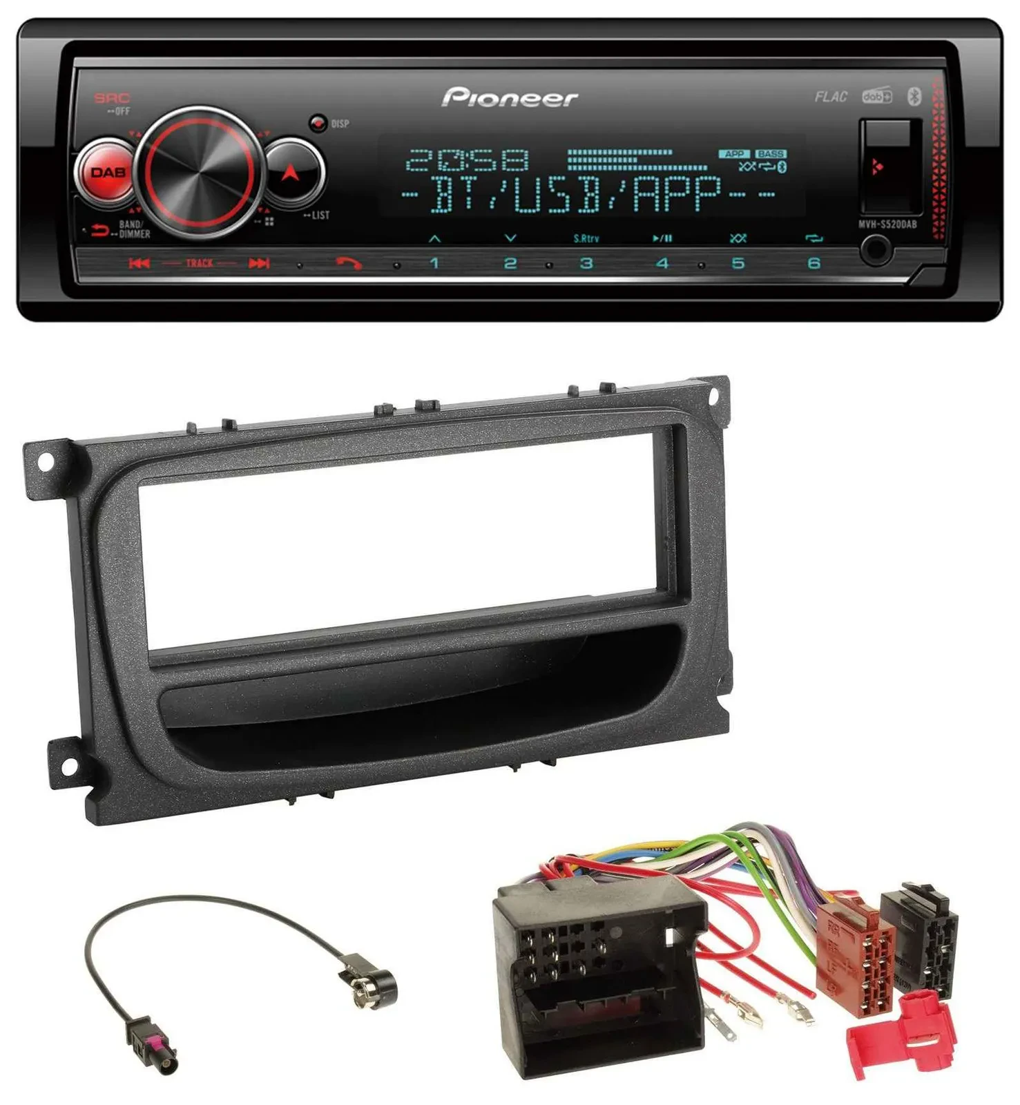 Автомагнитола Pioneer Bluetooth USB MP3 DAB для Ford C-Max/Focus/Galaxy (с 2007)