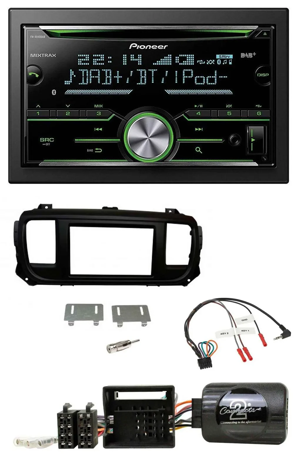 Pioneer Bluetooth Lenkrad DAB 2DIN USB CD Autoradio für Toyota Proace Citroen Ju