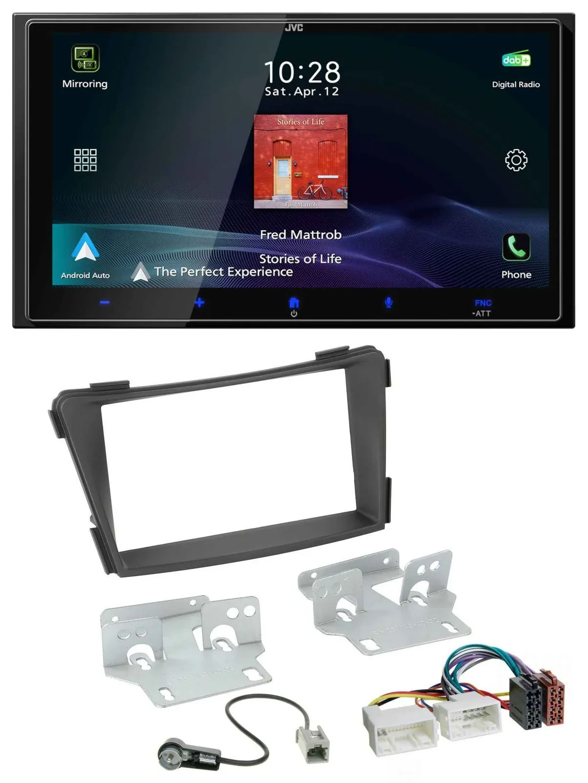 Автомагнитола для Hyundai i40 (VF, с 2011) JVC 2-DIN, Bluetooth, USB, DAB, MP3, черный