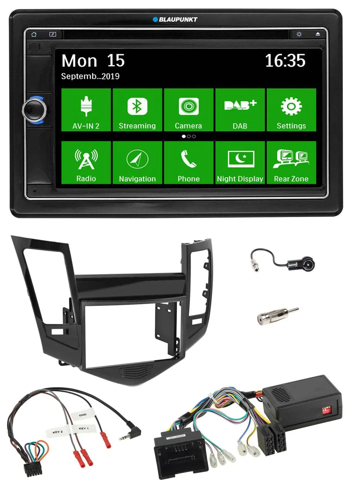 Blaupunkt Bluetooth 2DIN Lenkrad DAB USB TMC Navigation für Chevrolet Cruze 05/2