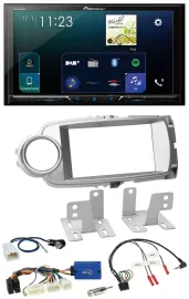 Pioneer Lenkrad Bluetooth USB 2DIN DAB Autoradio für Toyota Yaris 2011-2014 silb