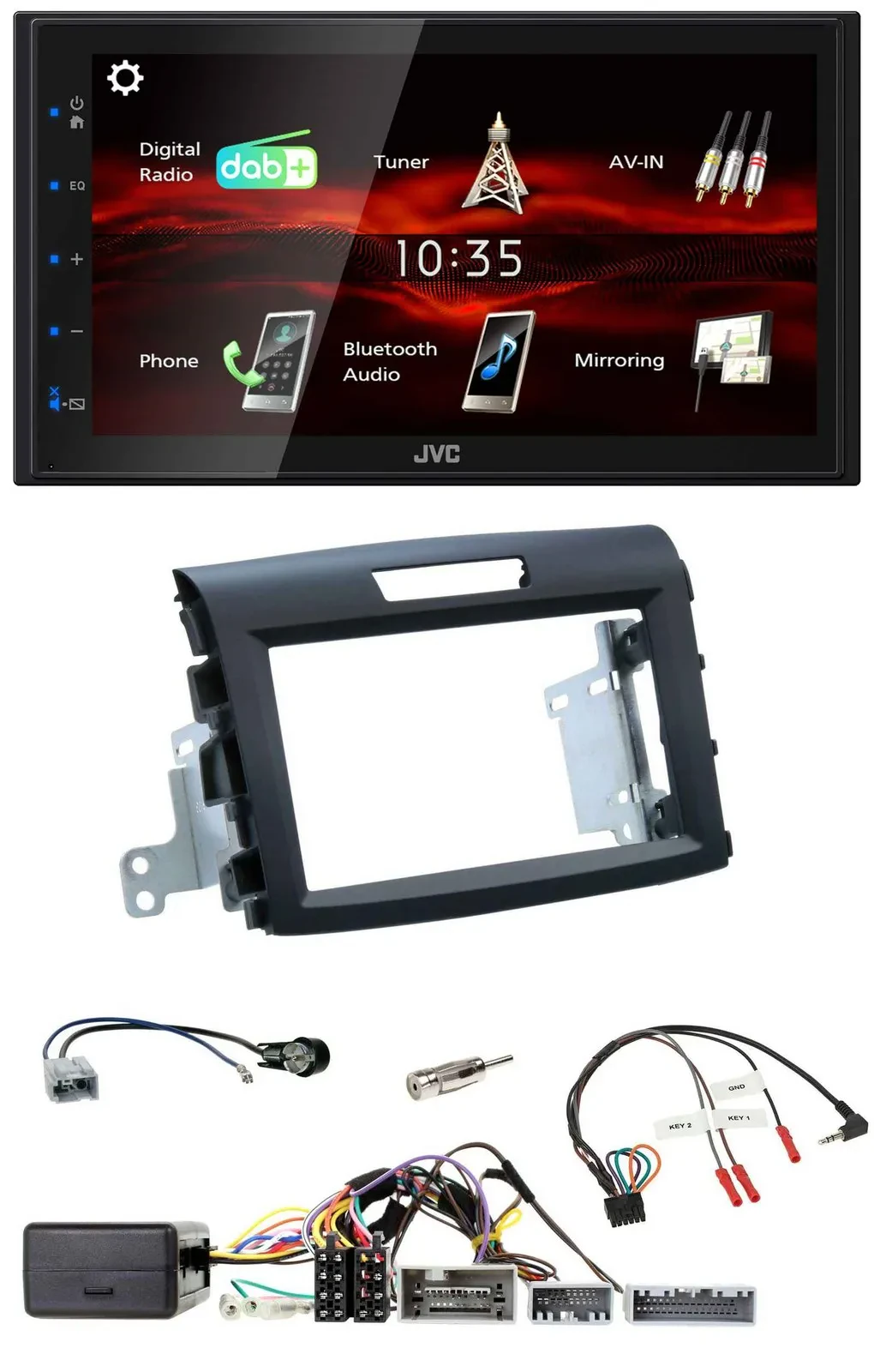 JVC USB Bluetooth Lenkrad DAB 2DIN Autoradio für Honda CR-V FR5/FR6 ab 2013 schw