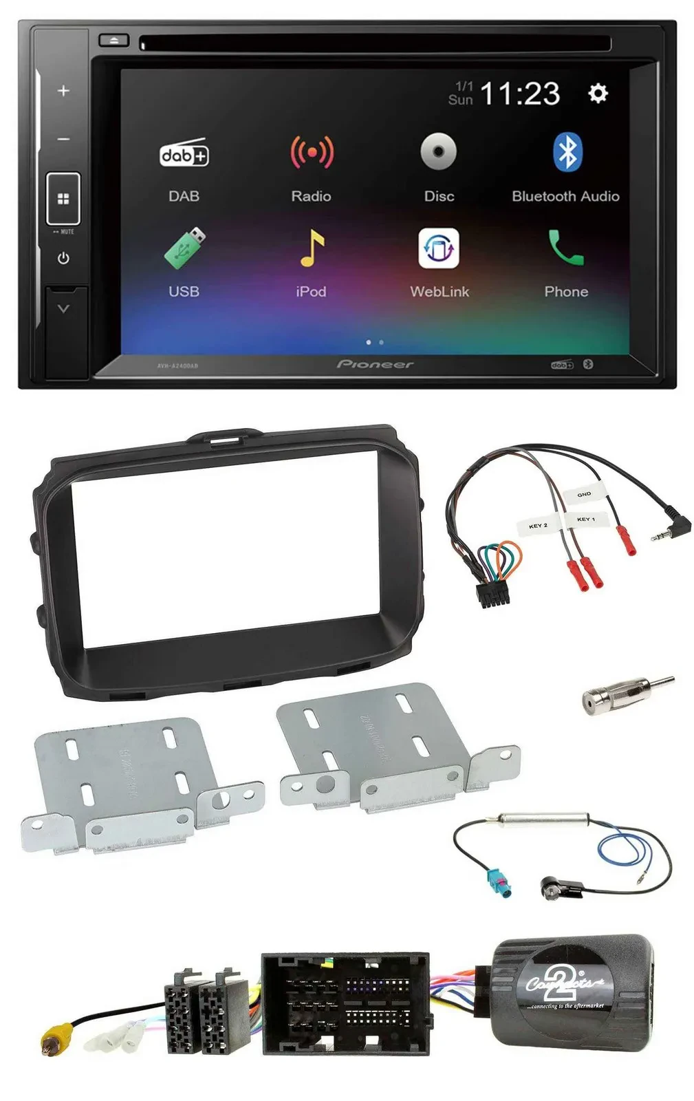 Автомагнитола Pioneer 2DIN, Bluetooth, DAB, DVD, USB для Alfa Giulietta 2013–202