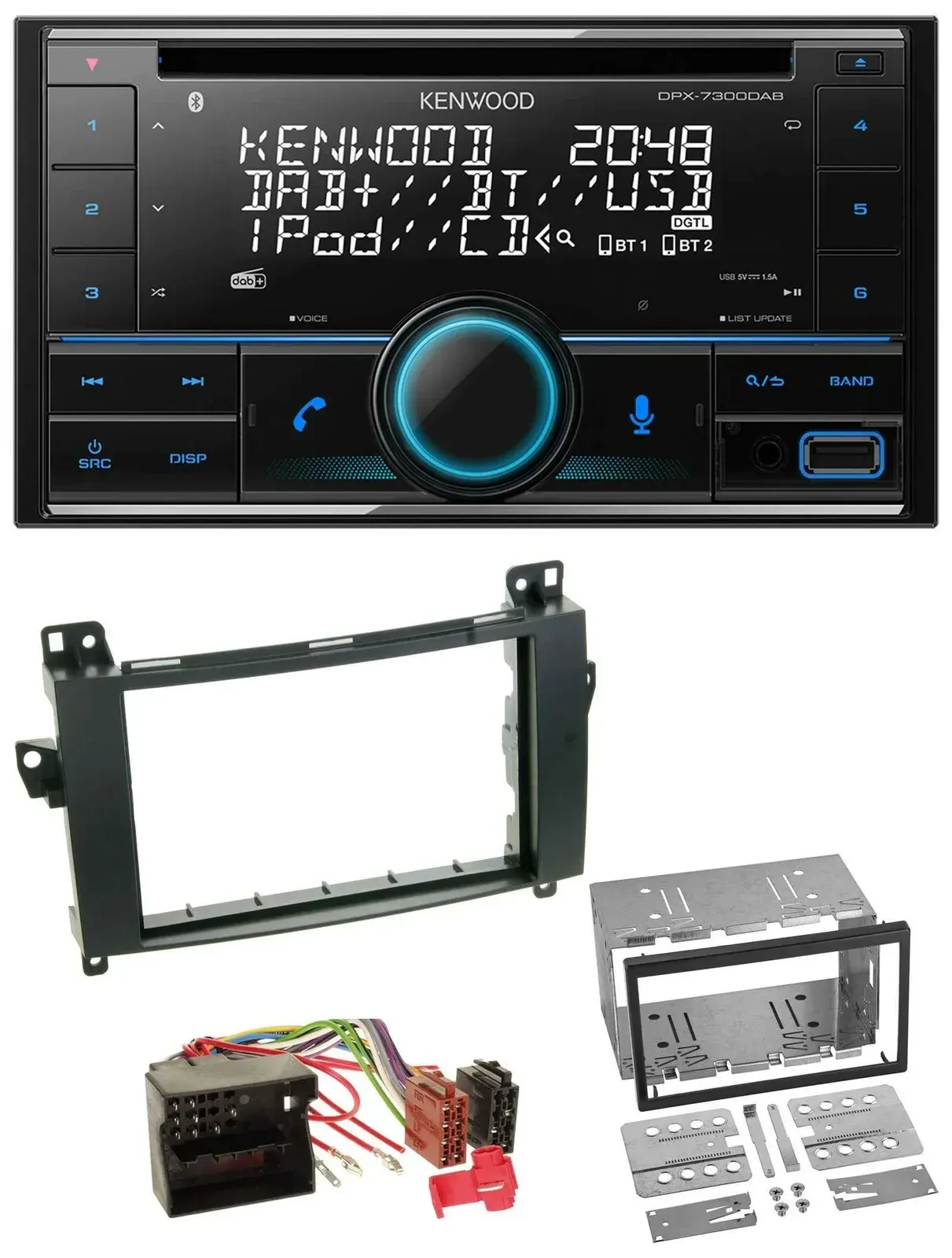 Автомагнитола Kenwood 2-DIN, CD, DAB, USB, MP3, Bluetooth для Mercedes B-Klasse T245 (2005–2011)