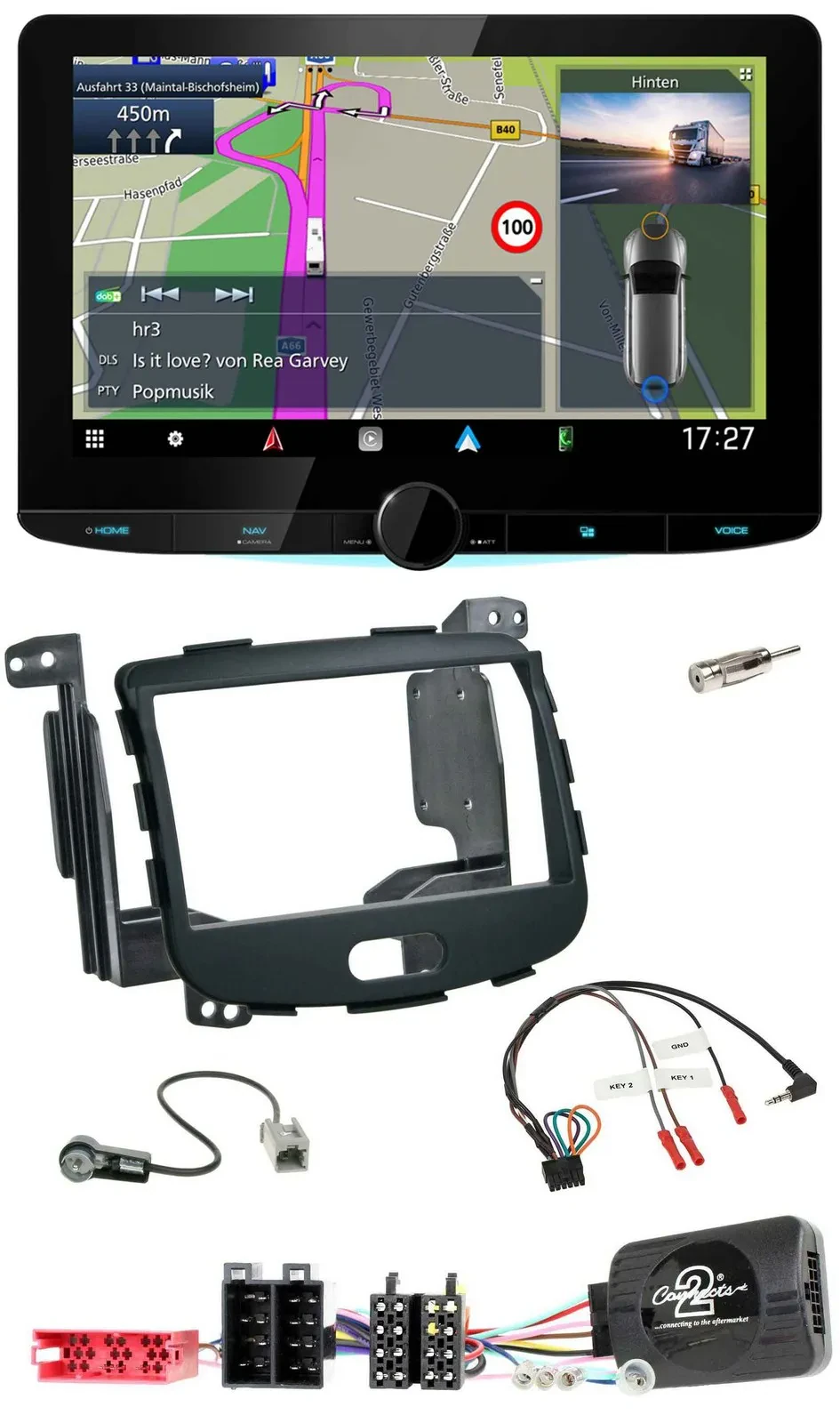 Kenwood Bluetooth DAB TMC 2DIN Lenkrad USB Navigation für Hyundai i10 09-13 Rubb