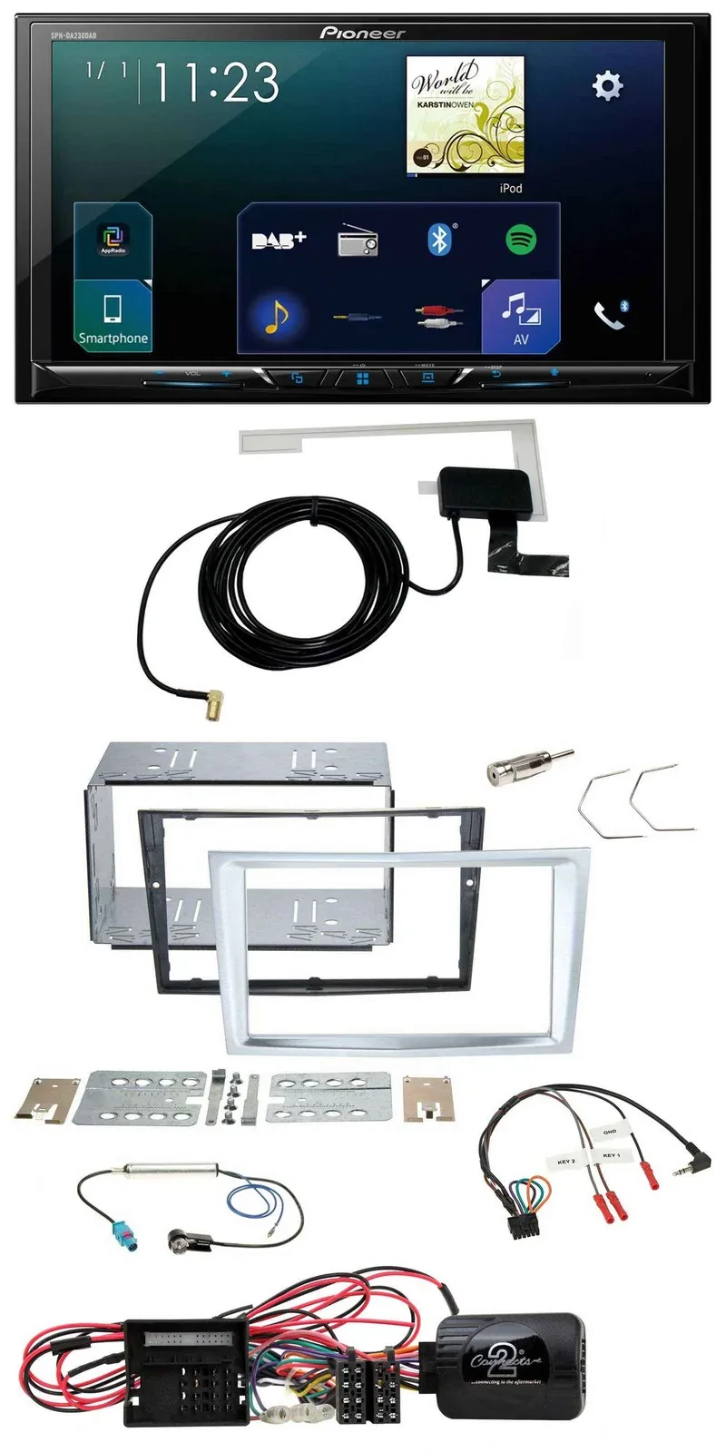 Pioneer 2DIN DAB USB Lenkrad Bluetooth Autoradio für Opel Corsa D matt-chrom 09-