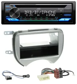 Автомагнитола JVC Bluetooth, MP3, USB, DAB, CD для Nissan Micra (2010–2013, K13) серебристая