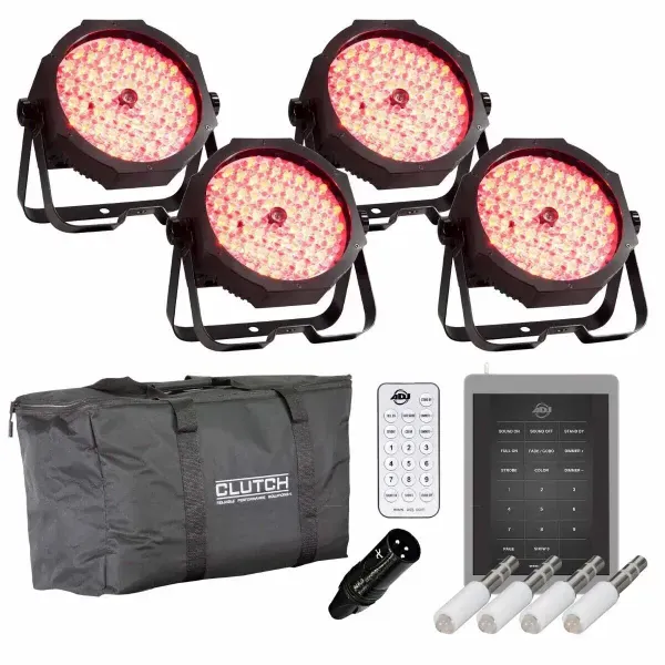 Eliminator Lighting MEGA GO PAR 64E Rechargeable Par Cans (4-Pack) with Remot...