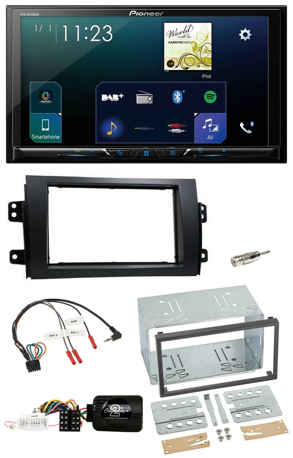 Pioneer Lenkrad Bluetooth USB 2DIN DAB Autoradio für Fiat Sedici Suzuki SX4