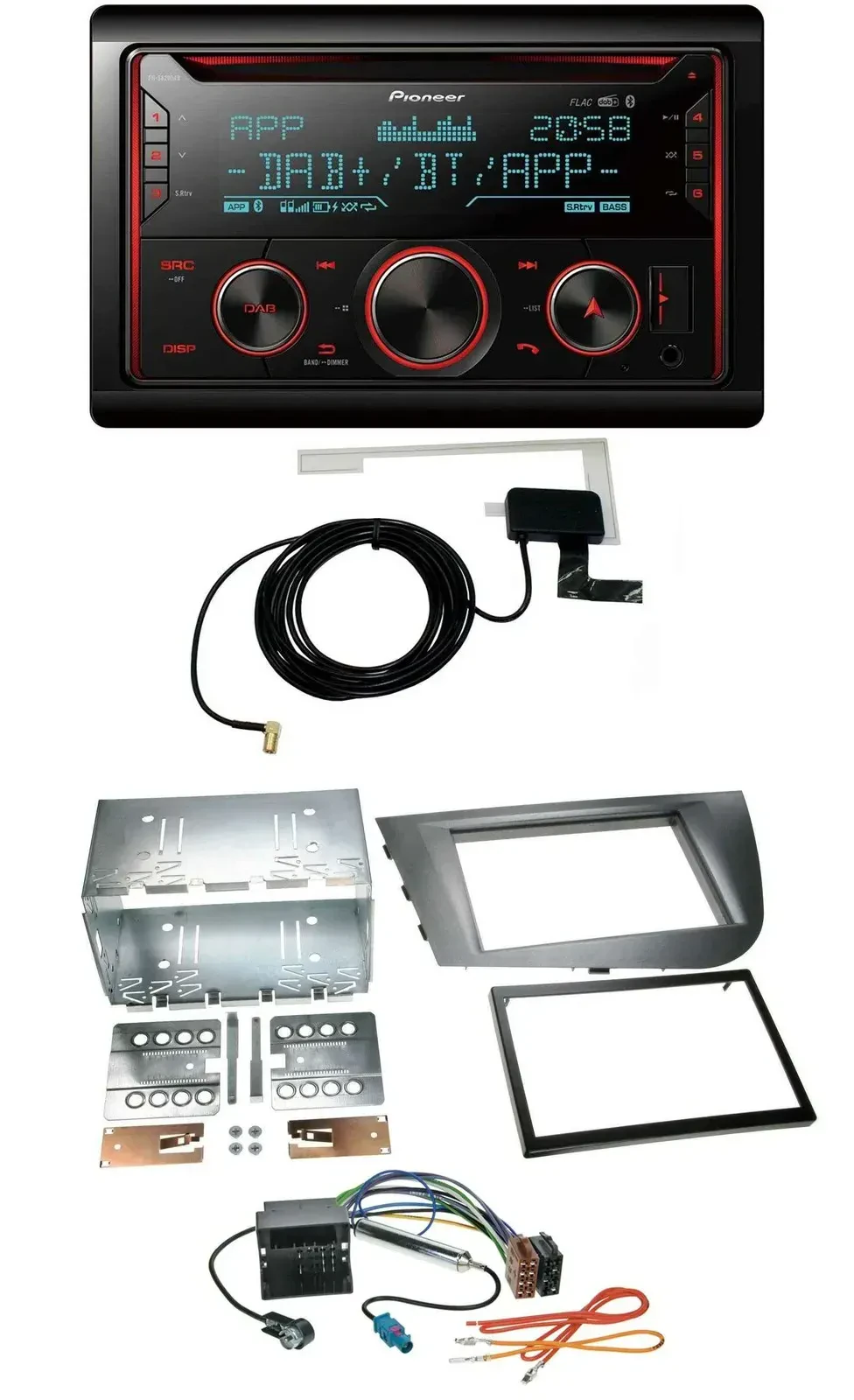 Автомагнитола Pioneer 2-DIN MP3 DAB USB CD Bluetooth серебристая для Seat Leon (2005–2009)