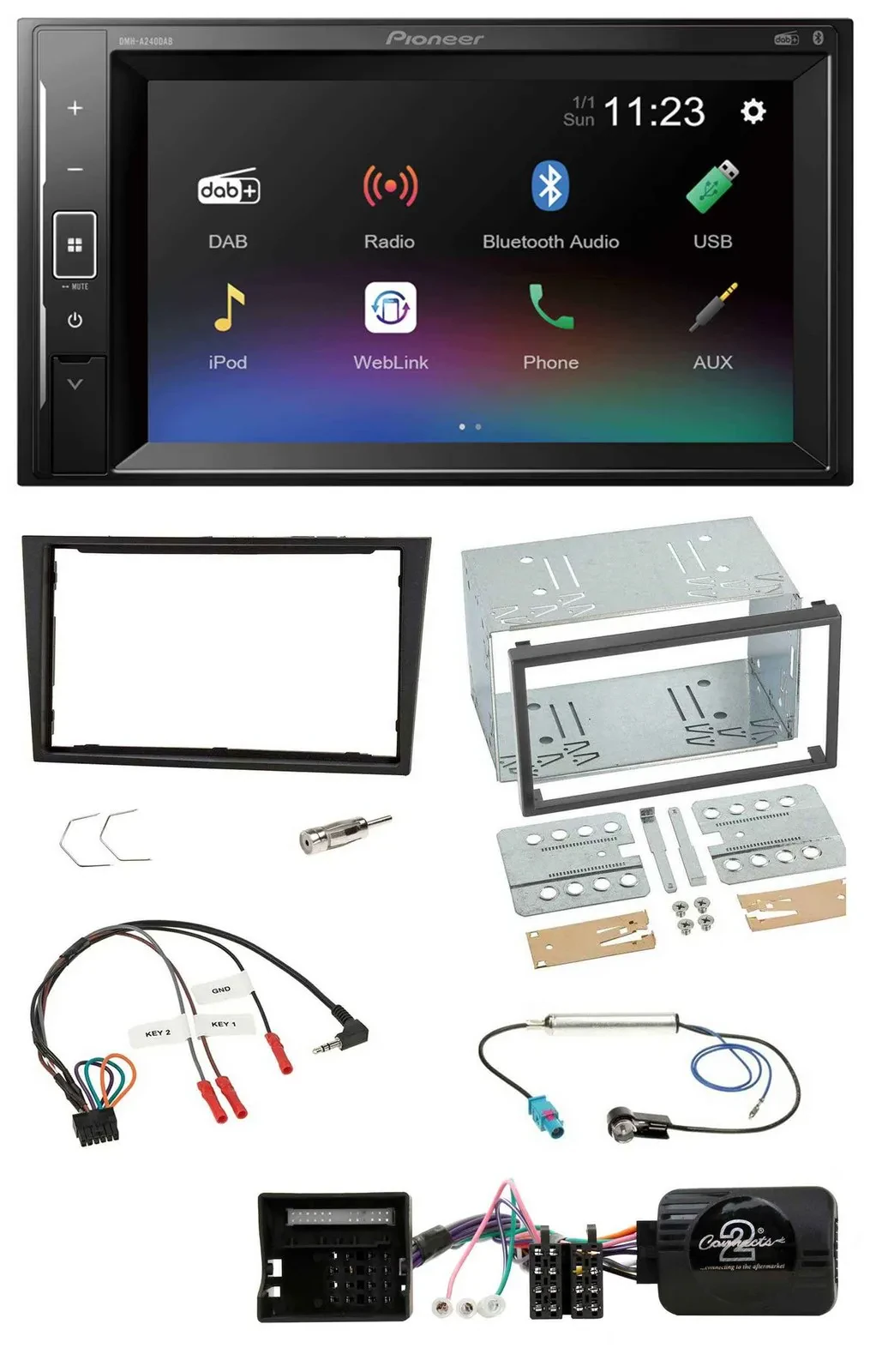 Pioneer DAB Lenkrad 2DIN Bluetooth USB Autoradio für Opel Corsa D 2006-2008 stea