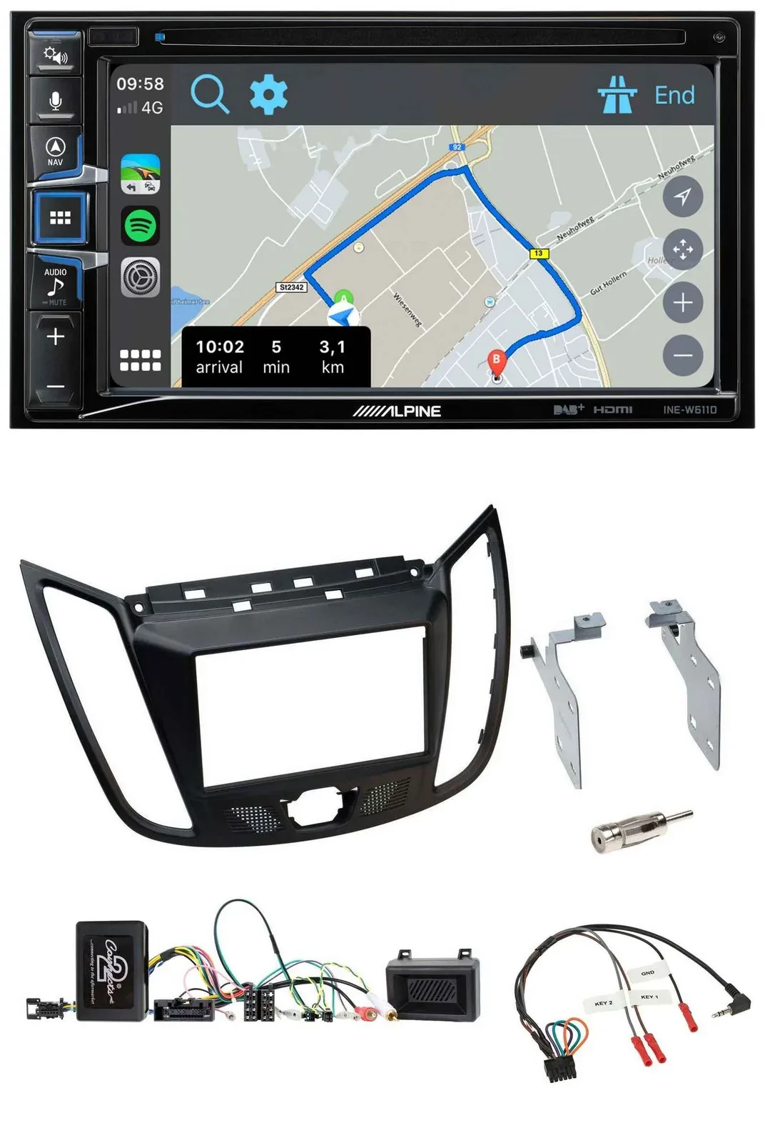 Alpine DAB TMC Bluetooth 2DIN USB Lenkrad Navigation für Ford Kuga DM2 ab 2013