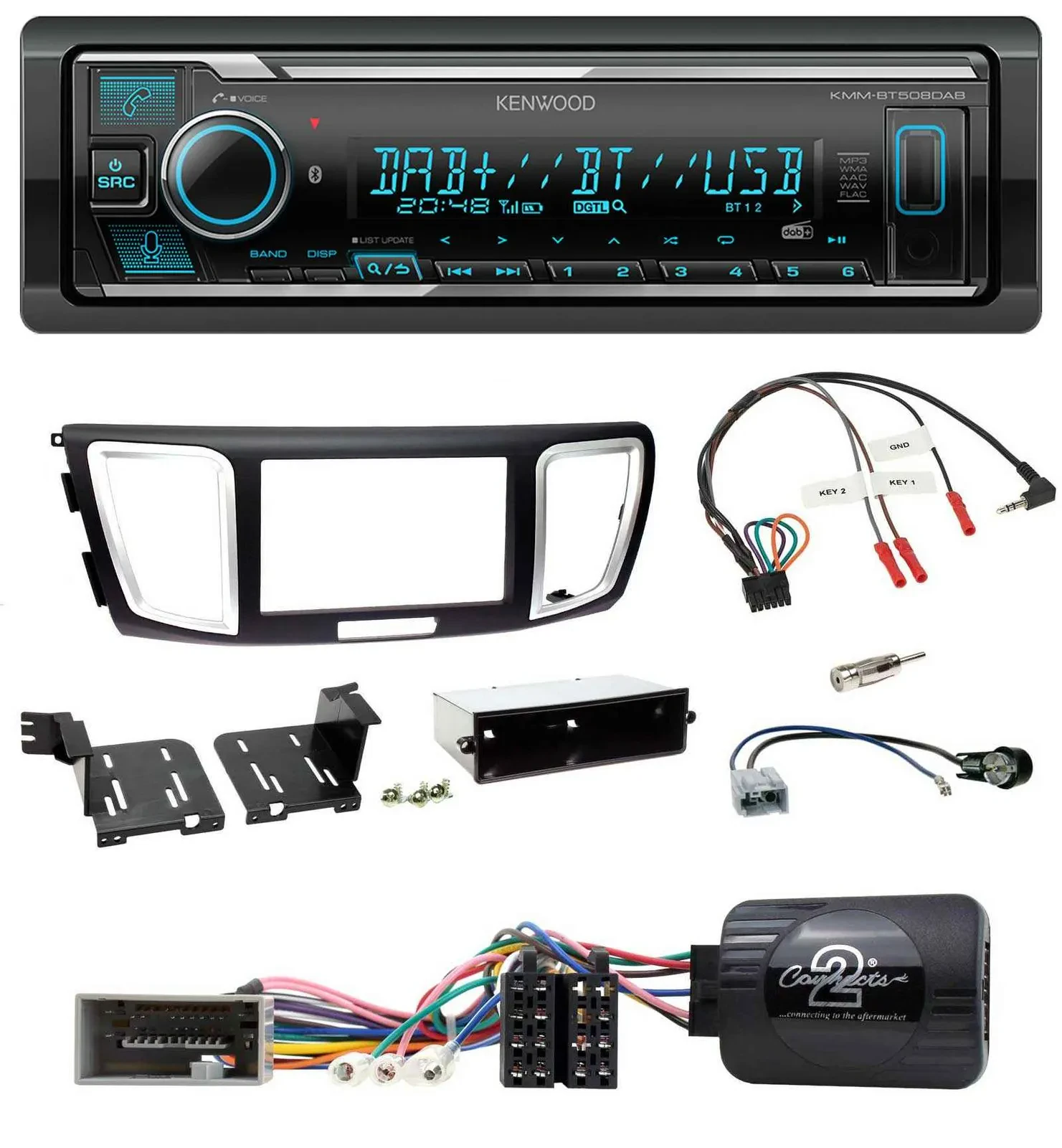 Kenwood Bluetooth Lenkrad DAB USB Autoradio für Honda Accord 2013-2015