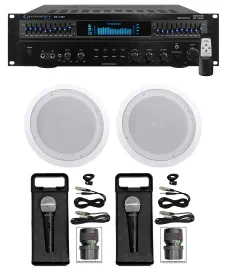 Technical Pro 1500 Watt Home Karaoke Machine System+(2) 8" Ceiling Speakers