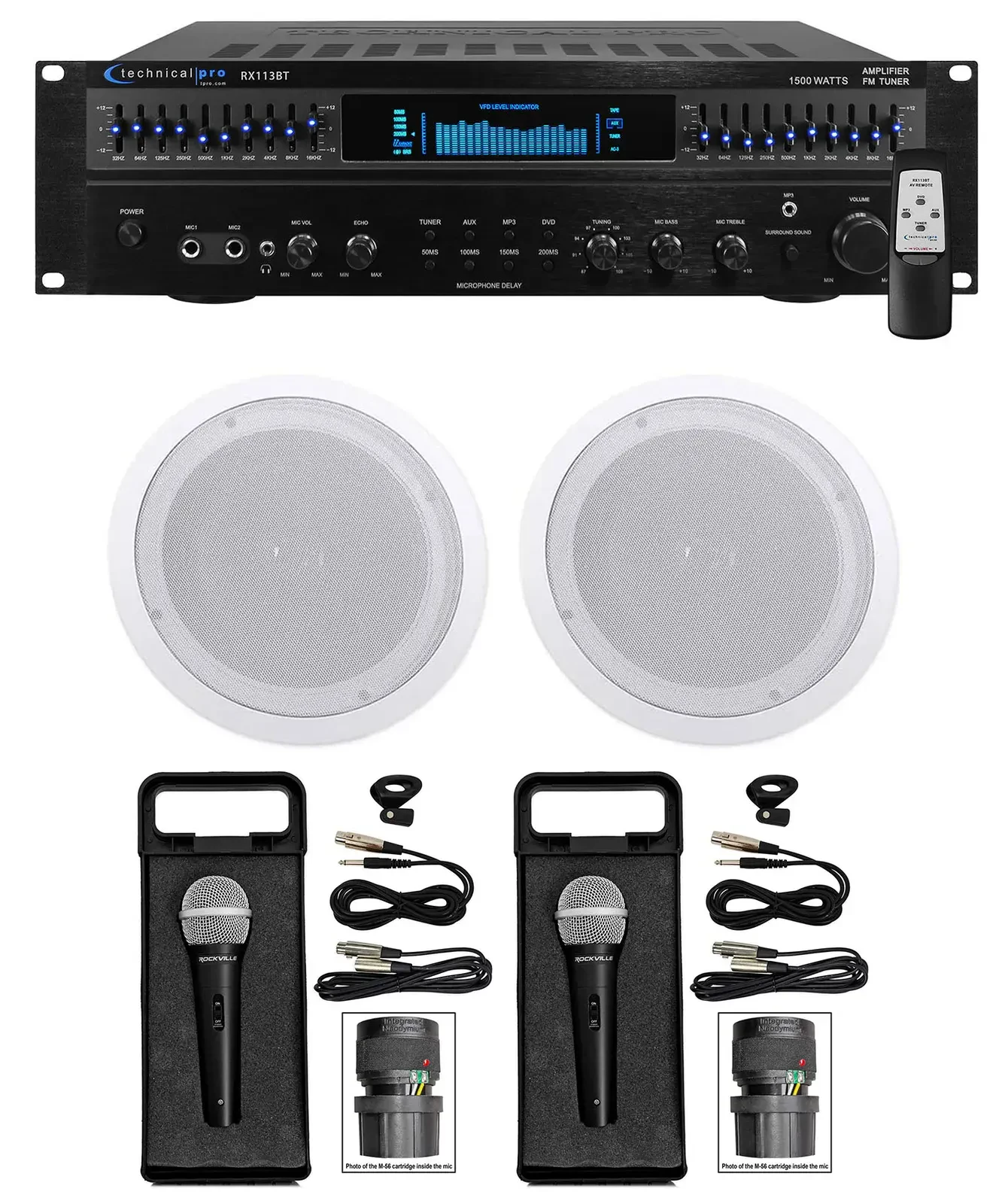 Караоке-система Technical Pro RX113+HC85 KAR 1500W (набор, 2× 8" потолочные колонки)