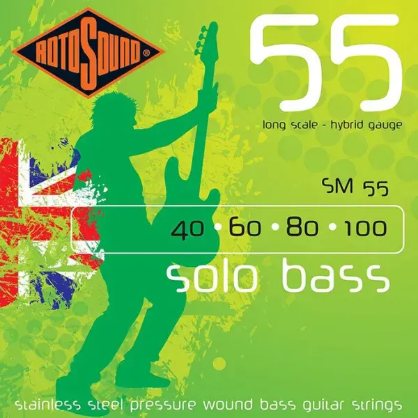 Струны для бас-гитары RotoSound SM55 Solo Bass Pressure Wound 40-100