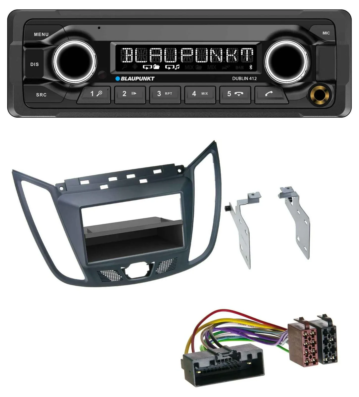 Blaupunkt MP3 Bluetooth USB AUX Autoradio für Ford C-Max / Kuga - dunkelgrau