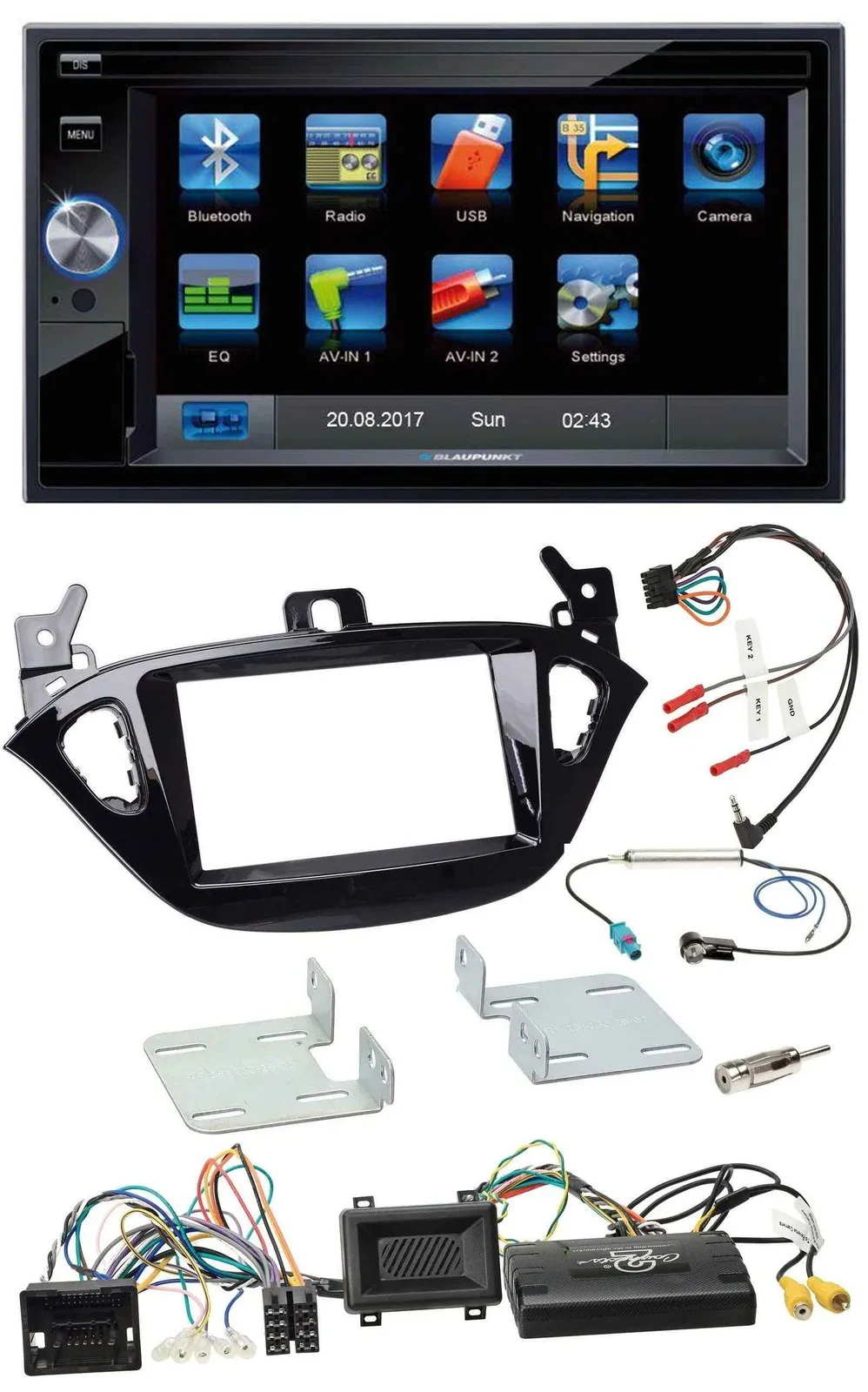 Blaupunkt SD Bluetooth 2DIN MP3 USB Lenkrad Autoradio für Opel Adam Corsa E ab 2